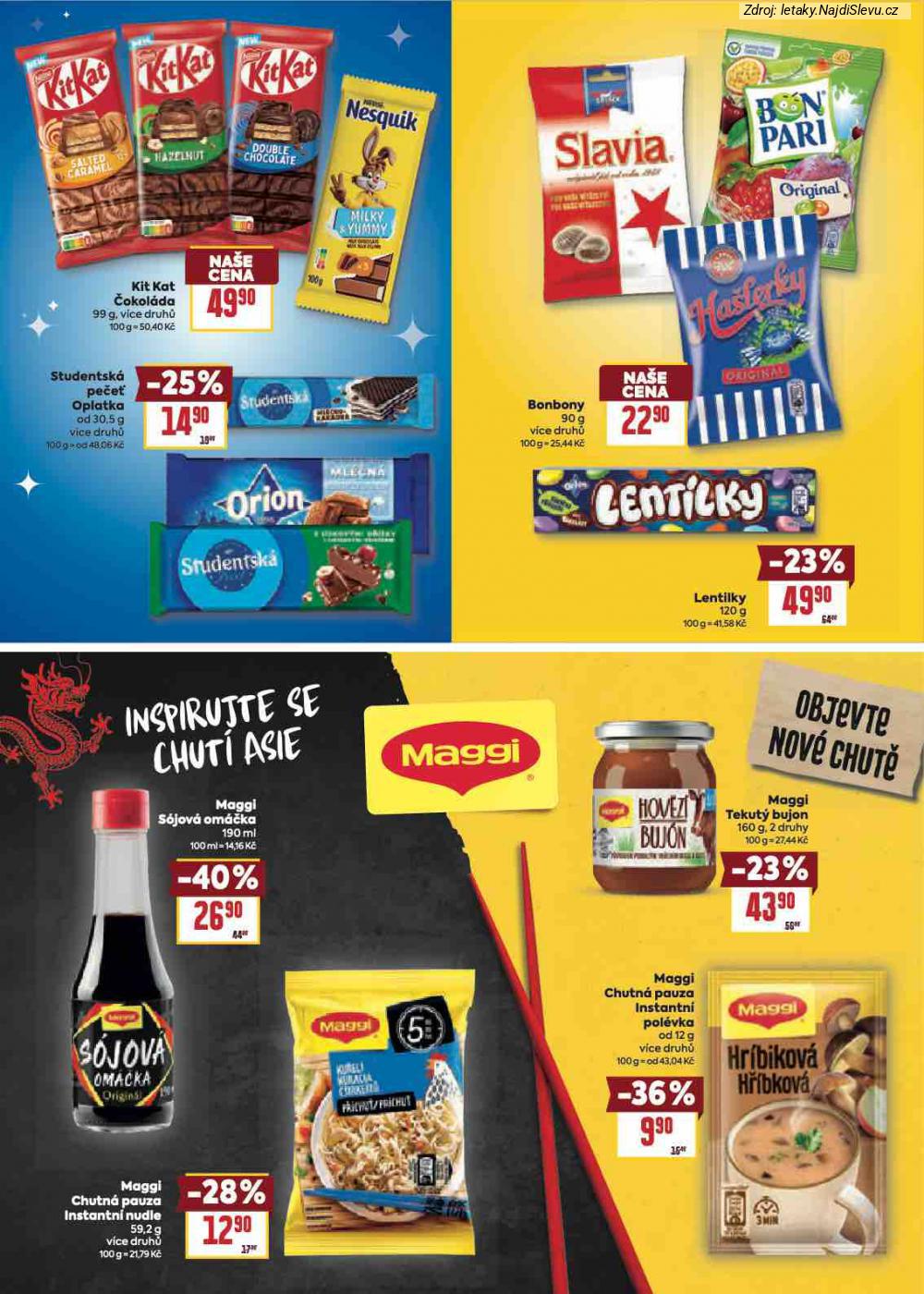 Let�k BILLA  Katalog: Va�e obl�ben� zna�ky (4. 2. - 24. 2. 2026) - str. 9: Maggi Chutn�, Maggi Tekut�, Lentilky 120, Maggi S�jov�