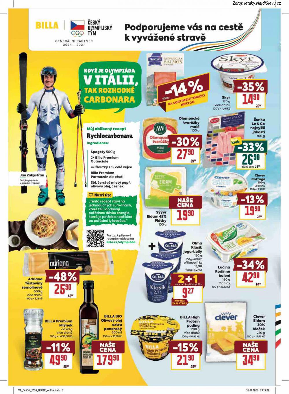 Let�k BILLA  Velk� let�k (4. 2. - 10. 2. 2026) - str. 10: SKYR, OLOMOUCK� TVARَKY, �UNKA LE&CO, S���R EIDAM