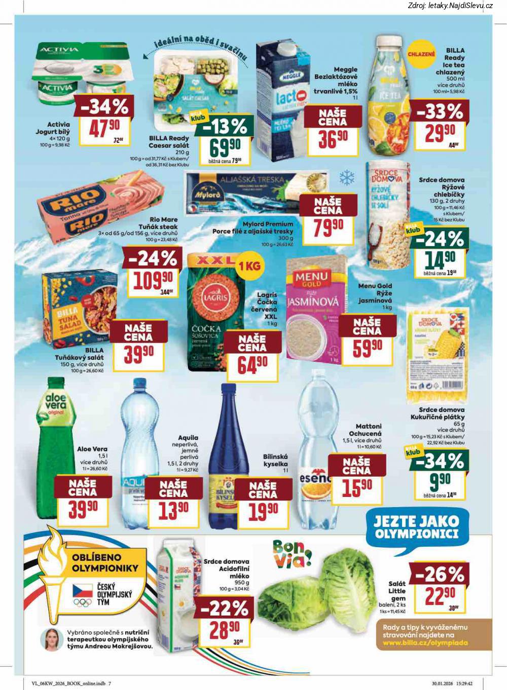 Let�k BILLA  Velk� let�k (4. 2. - 10. 2. 2026) - str. 11: ACTIVIA JOGURT, BILLA READY, MEGGLE BEZLAKT�ZOV�, RIO MARE