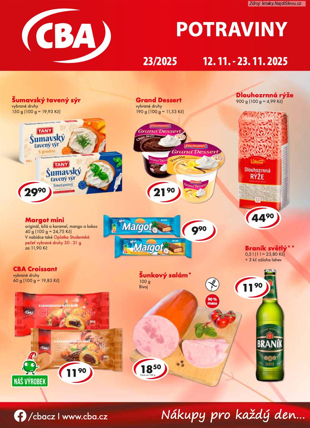 Let�k CBA  CBA POTRAVINY (12. 11. - 23. 11. 2025) - str. 1