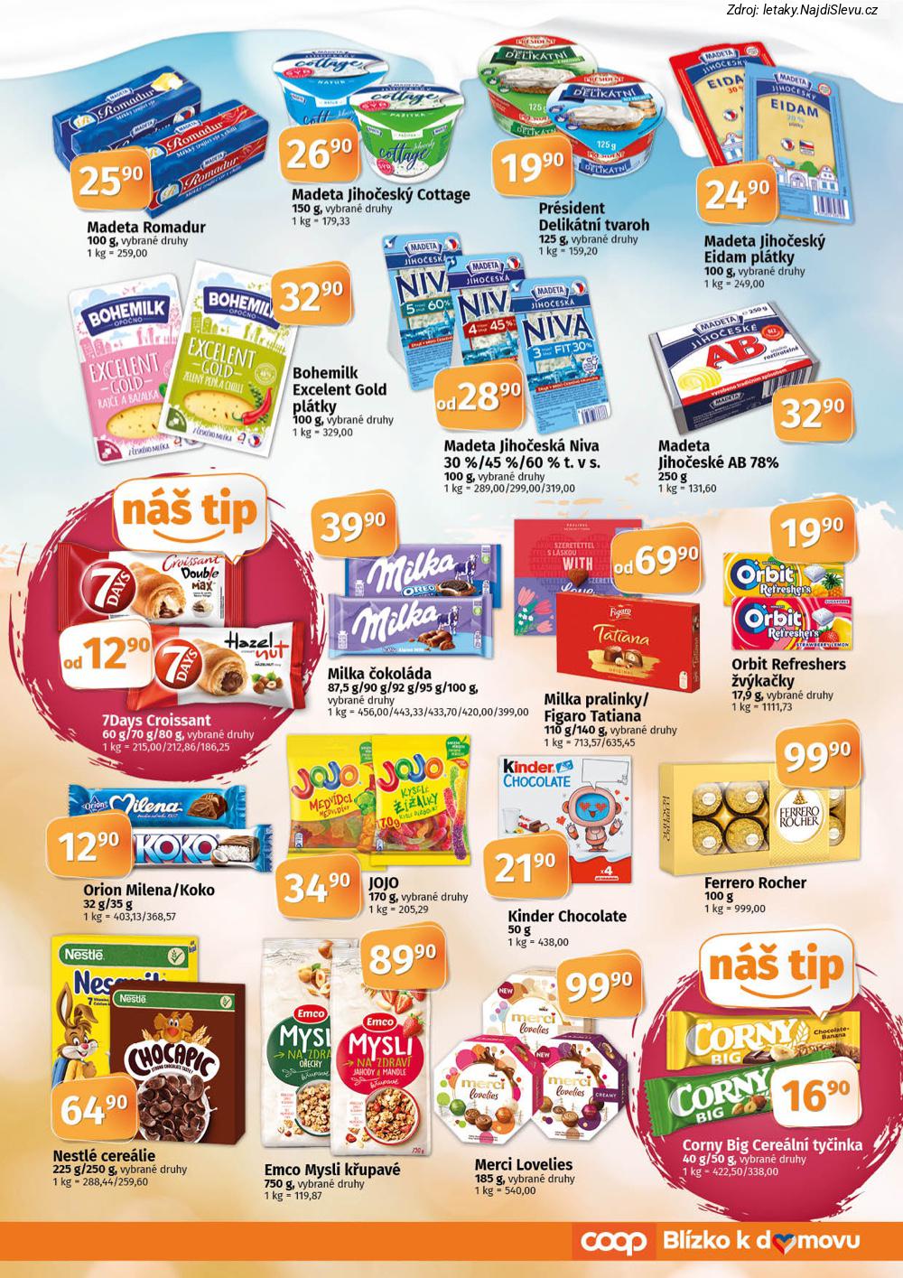 Let�k COOP  COOP TIP, TUTY (28. 1. - 10. 2. 2026) - str. 5: Madeta Romadur, Madeta Jiho�esk�, Pr�sident Delik�tn�, Bohemilk Excelent