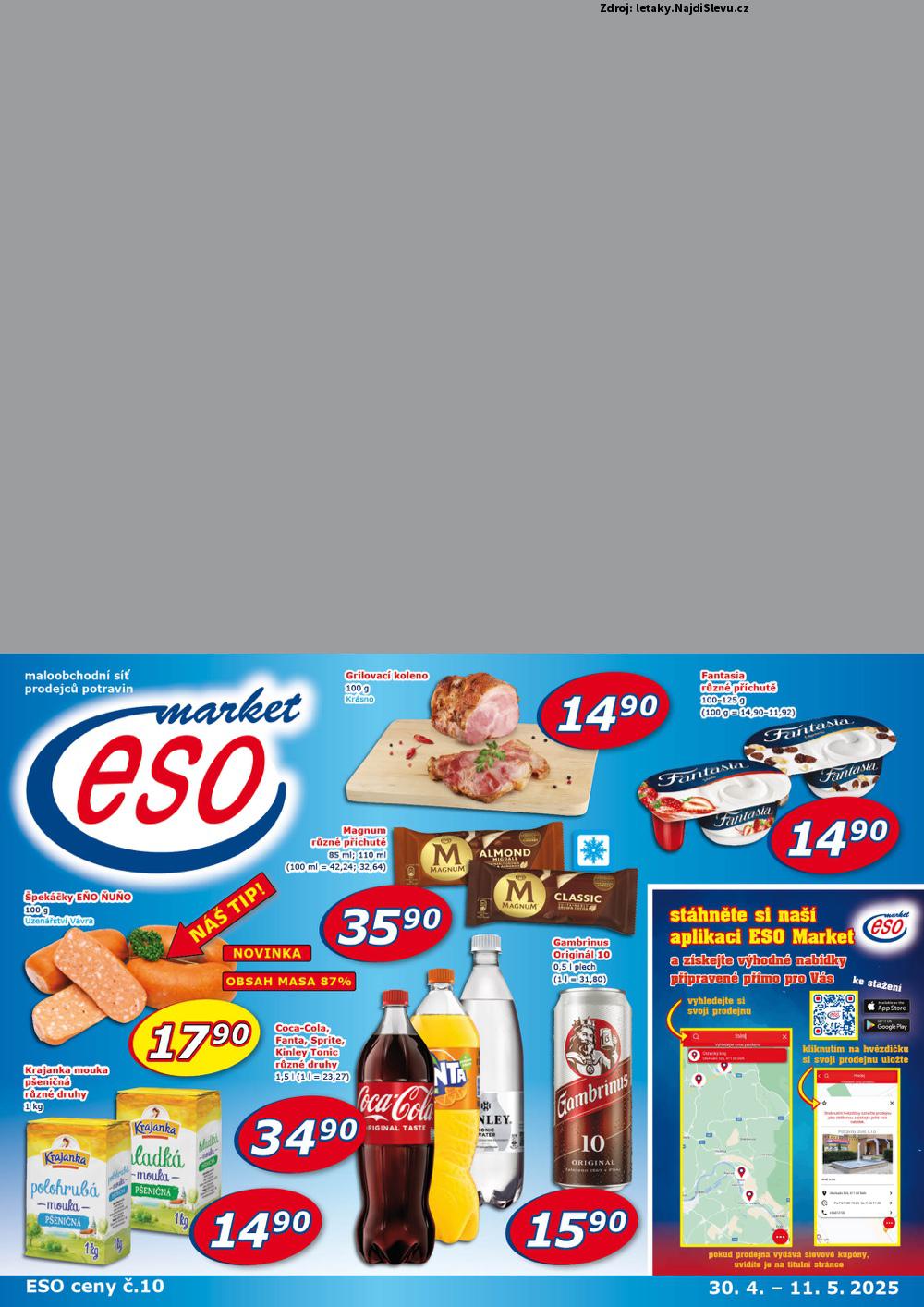 Strana 1 - leták ESO MARKET (30. 4. - 11. 5. 2025)