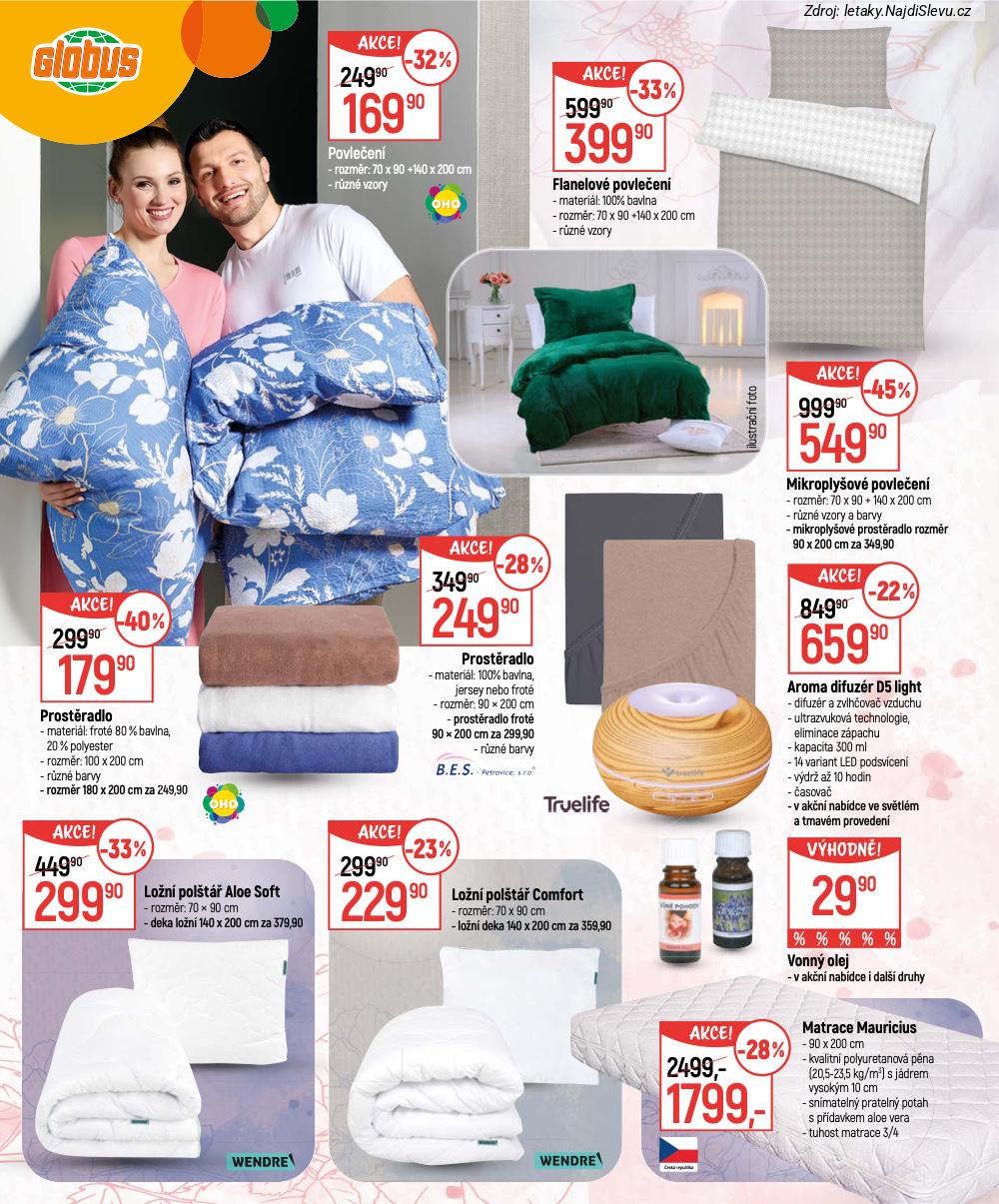 Let�k Globus  Katalog (28. 1. - 16. 2. 2026) - str. 2: Vonn� olej, Matrace Mauricius, Lo�n� pol�t��, Aroma difuz�r