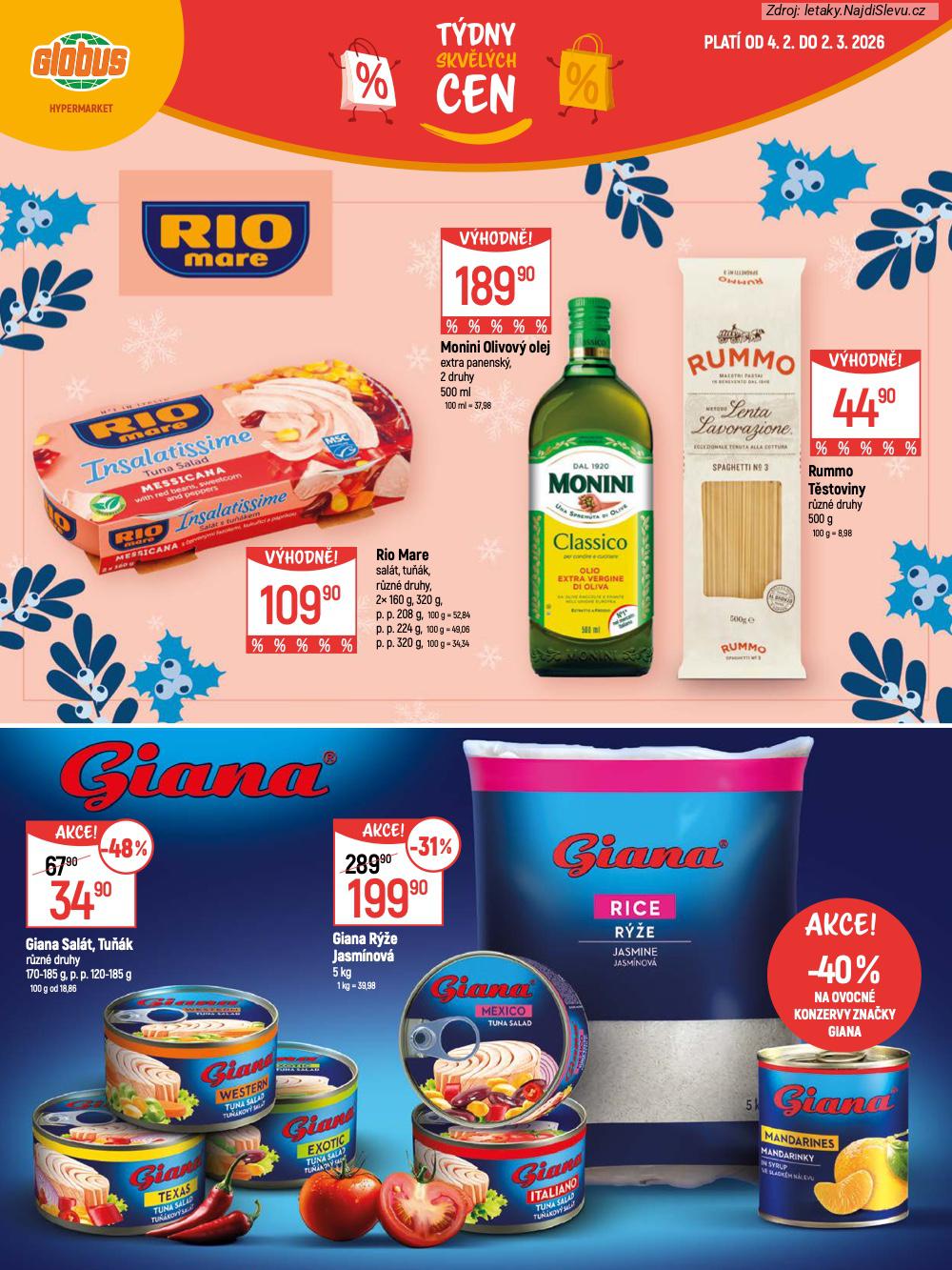Let�k Globus  Katalog (4. 2. - 2. 3. 2026) - str. 12: Giana Sal�t, Giana R��e, Giana ovocn�, Monini Olivov�
