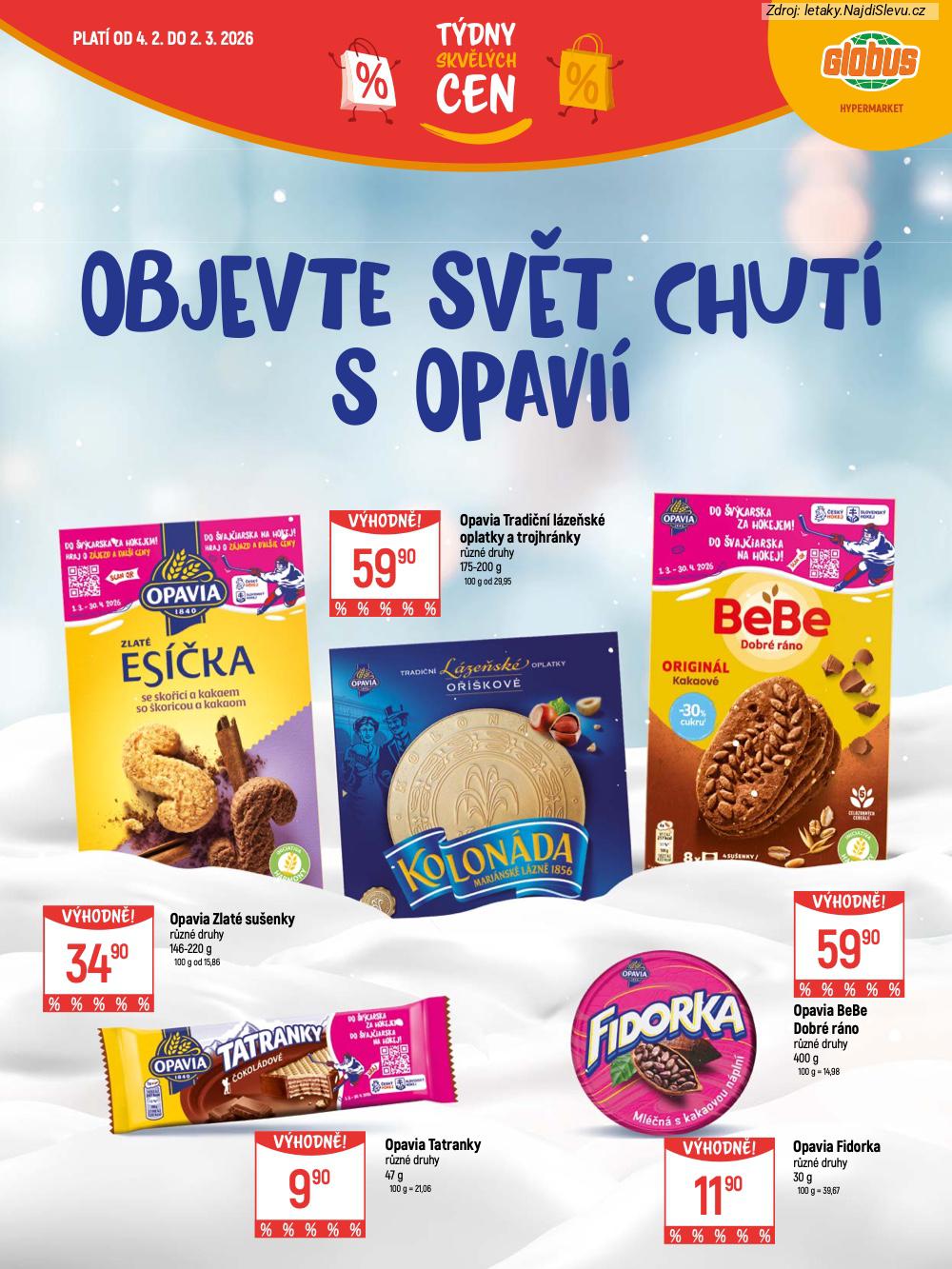 Let�k Globus  Katalog (4. 2. - 2. 3. 2026) - str. 13: Opavia BeBe, Opavia Fidorka, Opavia Tatranky, Opavia Tradi�n�