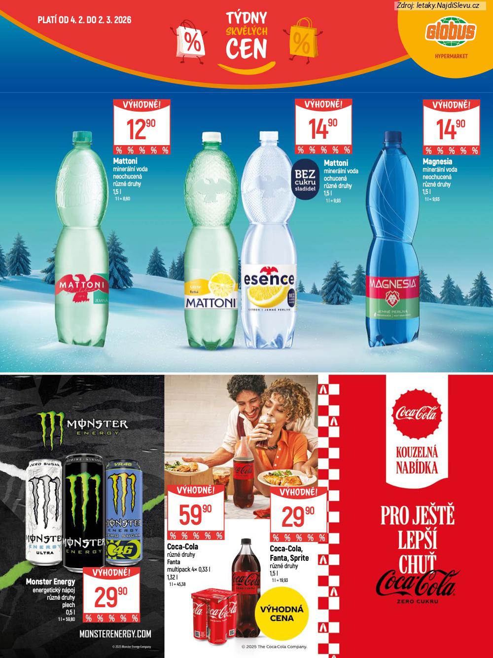 Let�k Globus  Katalog (4. 2. - 2. 3. 2026) - str. 17: Monster Energy, Coca-Cola Fanta, Magnesia miner�ln�, Mattoni miner�ln�