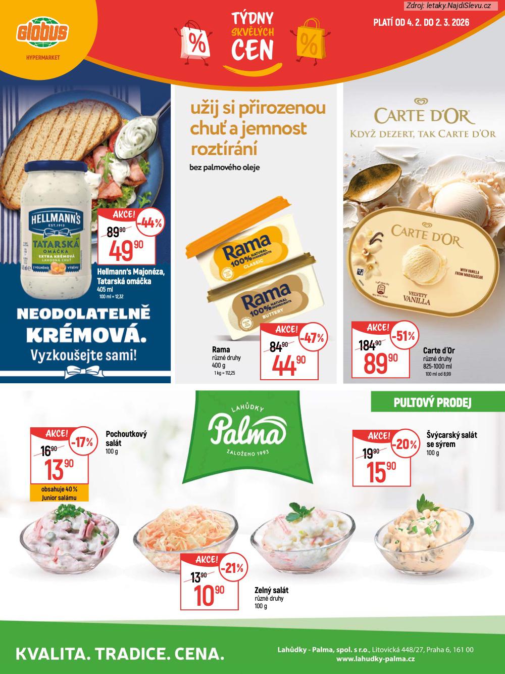 Let�k Globus  Katalog (4. 2. - 2. 3. 2026) - str. 8: Hellmann�s Majon�za,, Rama r�zn�, Carte d�Or, �v�carsk� sal�t