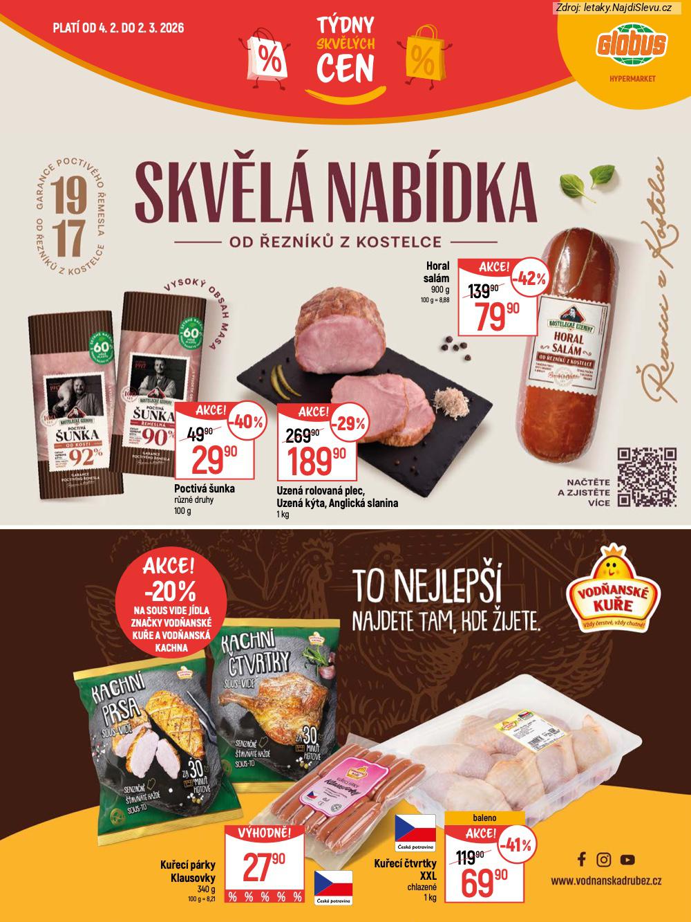 Let�k Globus  Katalog (4. 2. - 2. 3. 2026) - str. 9: Uzen� rolovan�, Ku�ec� p�rky, Ku�ec� �tvrtky, Poctiv� �unka