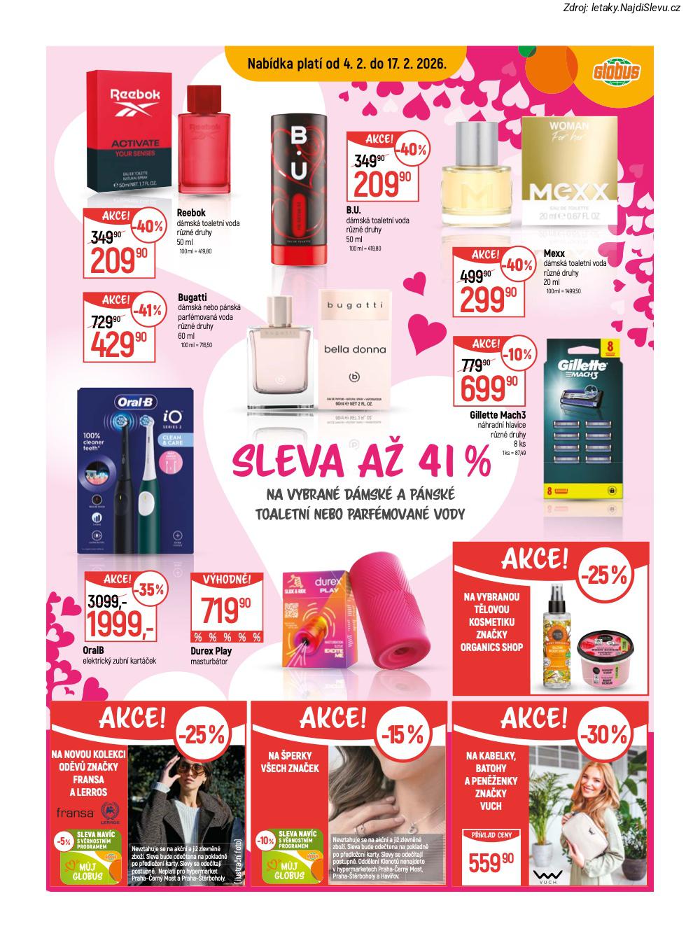 Let�k Globus  Praha��ern� Most (4. 2. - 10. 2. 2026) - str. 15: Durex Play, OralB elektrick�, Gillette Mach3, Mexx d�msk�