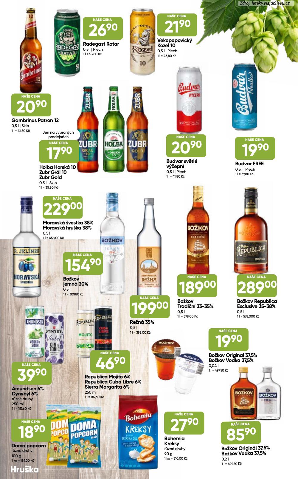 Let�k Hru�ka  Katalog (8. 1. - 16. 2. 2026) - str. 13: Gambrinus Patron, Radegast Ratar, Velkopopovick� Kozel, Budvar sv�tl�
