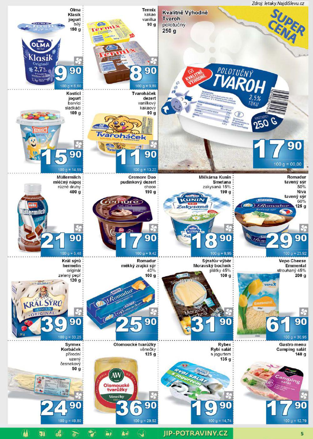 Let�k JIP  Maloobchod (28. 1. - 8. 2. 2026) - str. 5: Gastro menu, Olomouck� tvar��ky, Rybex Ryb�, Vepo Cheese