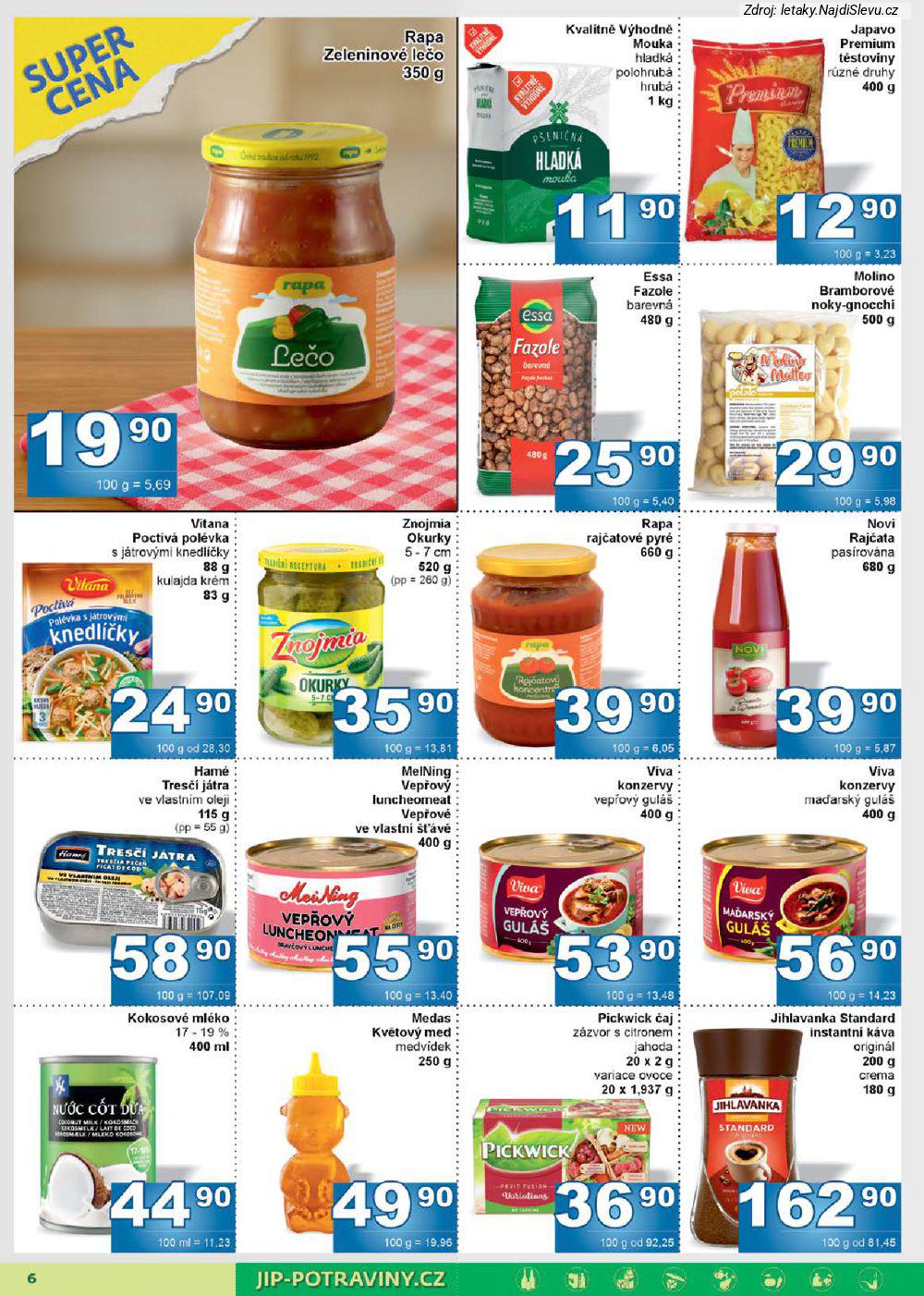 Let�k JIP  Maloobchod (28. 1. - 8. 2. 2026) - str. 6: Jihlavanka Standard, Kokosov� ml�ko, Medas Kv�tov�, Pickwick �aj