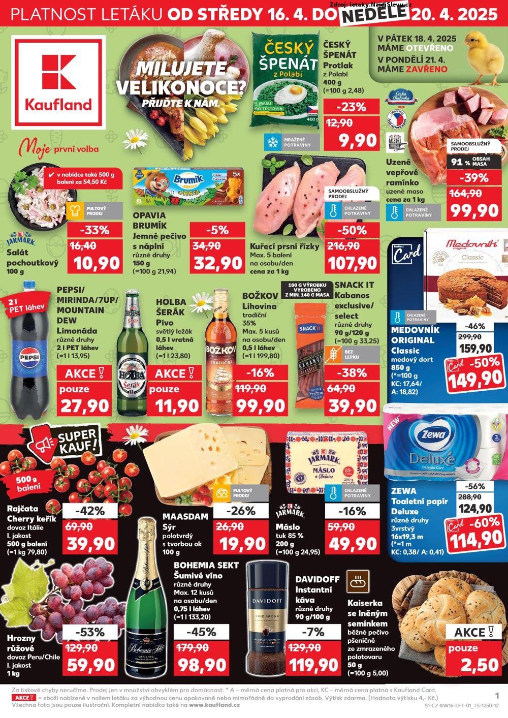 Strana 1 - leták Kaufland (16. 4. - 20. 4. 2025)