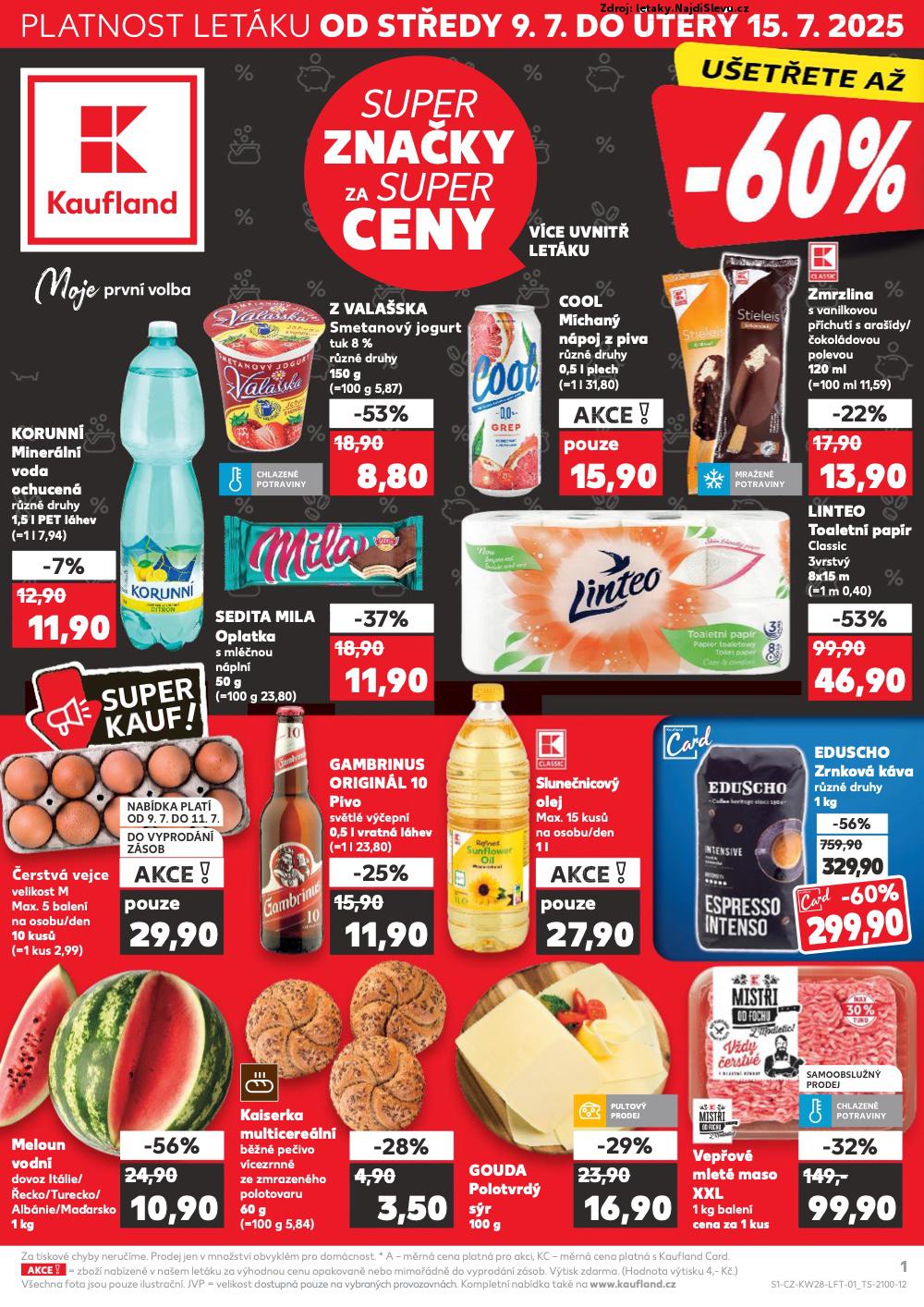 Strana 1 - leták Kaufland (9. 7. - 15. 7. 2025)