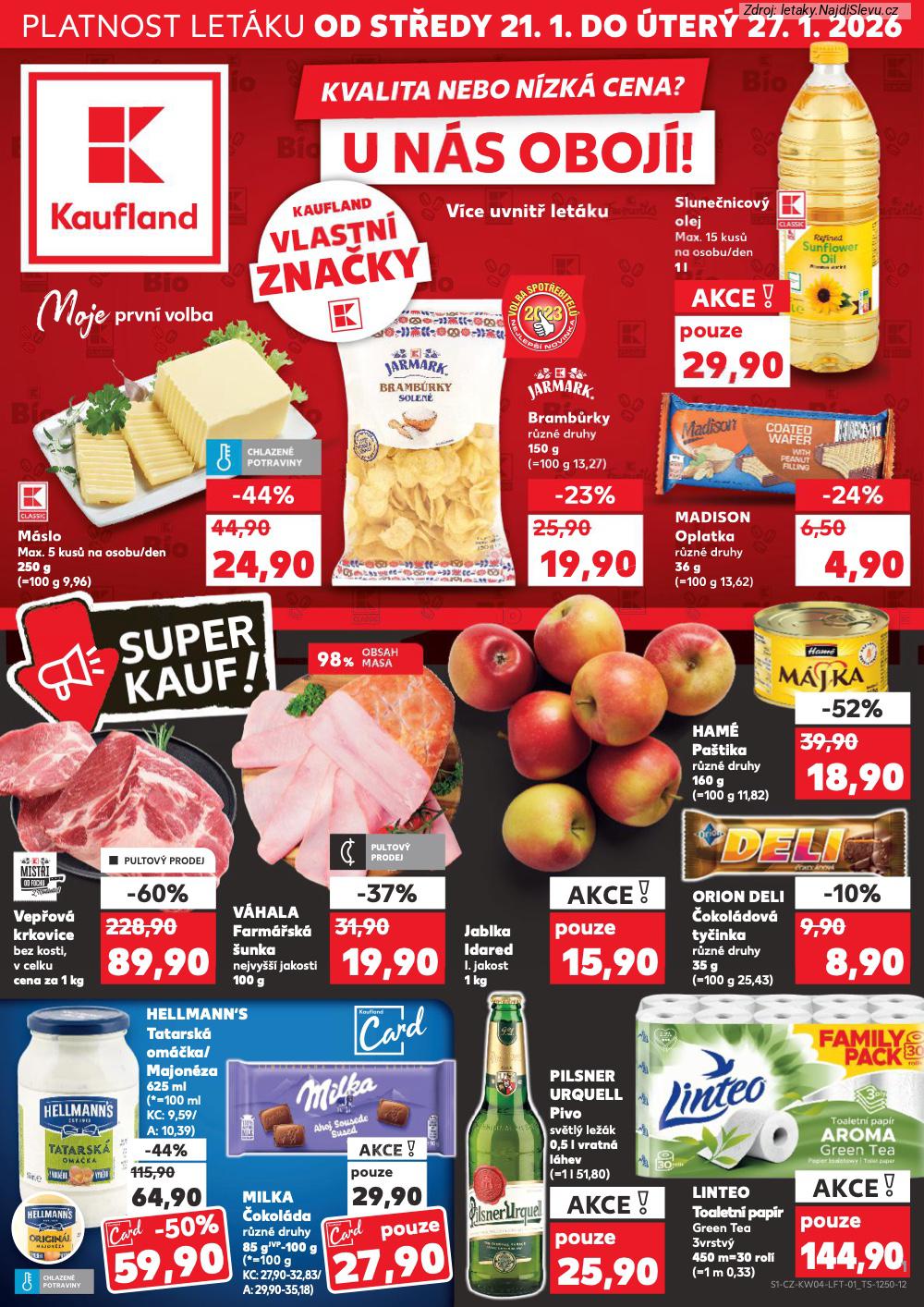 Let�k Kaufland  Most, M�ln�k, Sokolov, Mari�nsk� L�zn�, Kol�n, Kladno, �atec, P�s... (21. 1. - 27. 1. 2026) - str. 1