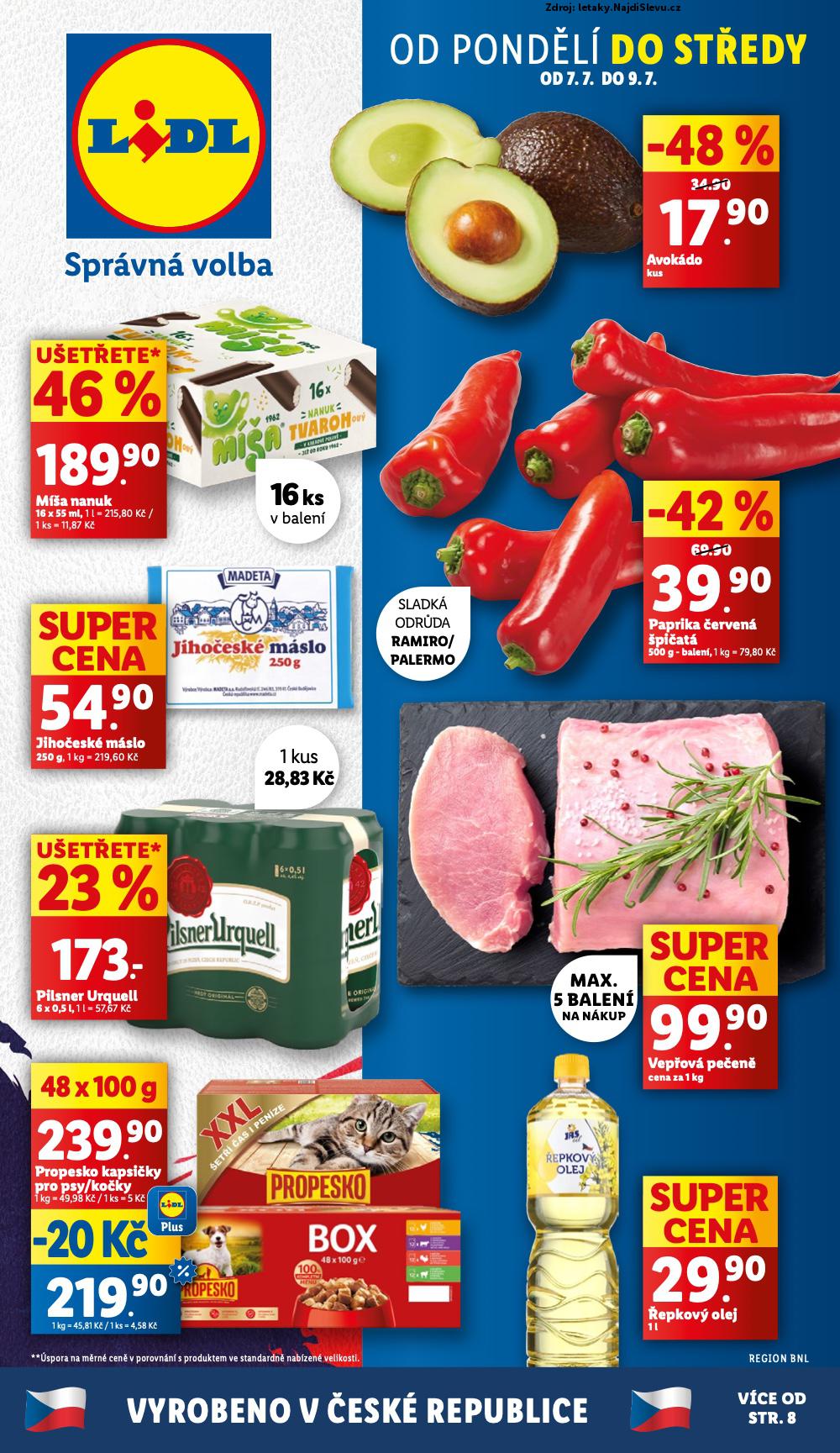 Strana 1 - leták Lidl (7. 7. - 9. 7. 2025)