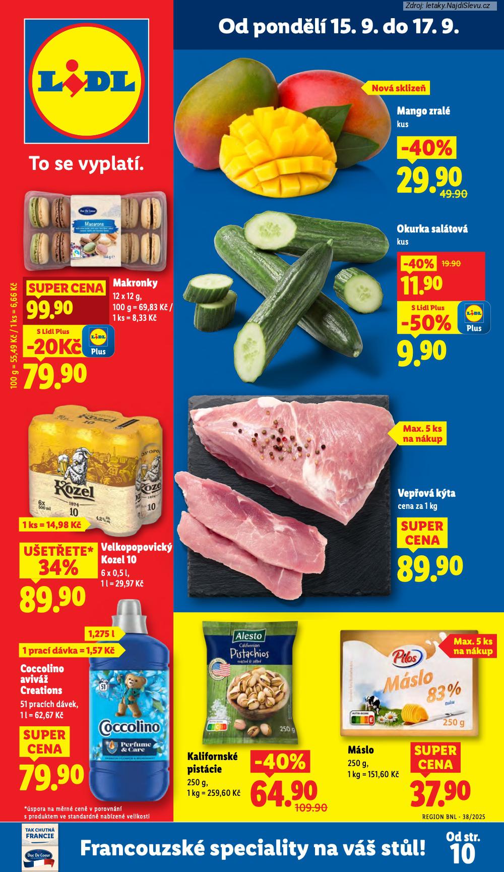 Strana 1 - letk Lidl (15. 9. - 17. 9. 2025)