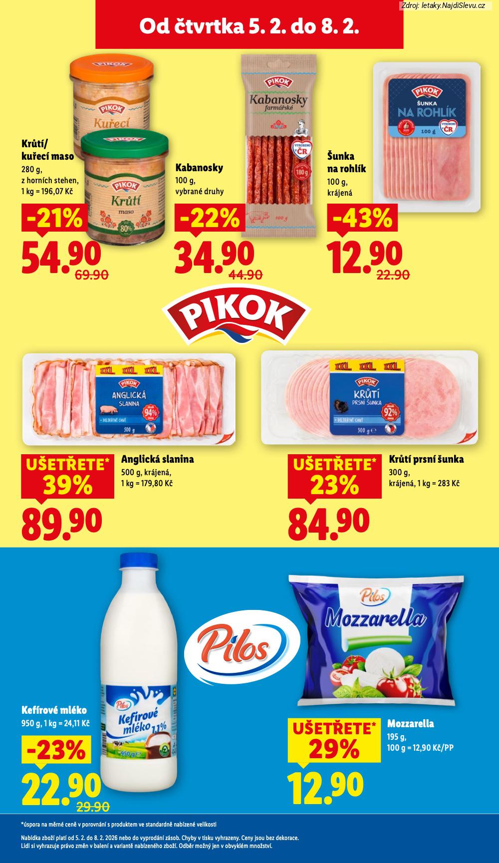 Let�k Lidl  (5. 2. - 8. 2. 2026) - str. 15: MOZZARELLA, KR�T� PRSN�, KEF�ROV� ML�KO, �UNKA NA