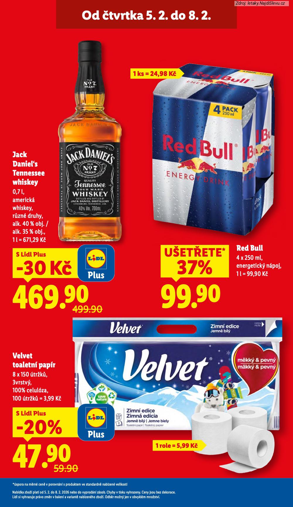 Let�k Lidl  (5. 2. - 8. 2. 2026) - str. 3: RED BULL, VELVET TOALETN�, JACK DANIEL'S