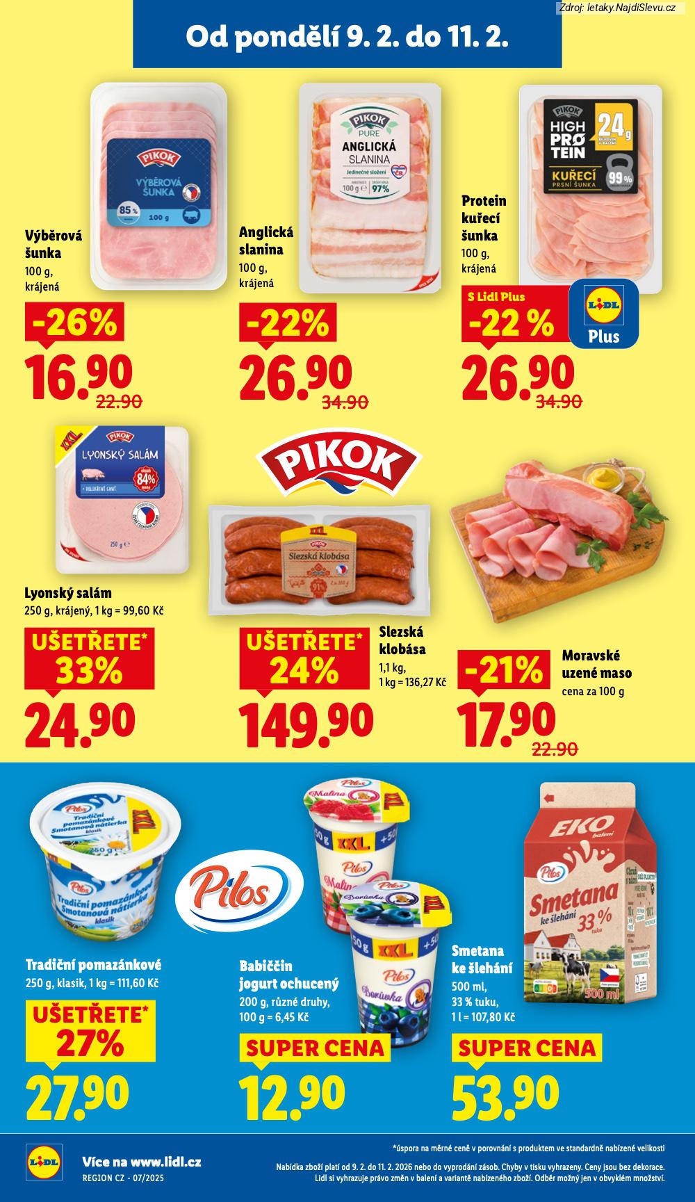 Let�k Lidl  (9. 2. - 11. 2. 2026) - str. 14: SMETANA KE, BABI��IN JOGURT, TRADI�N� POMAZ�NKOV�, MORAVSK� UZEN�