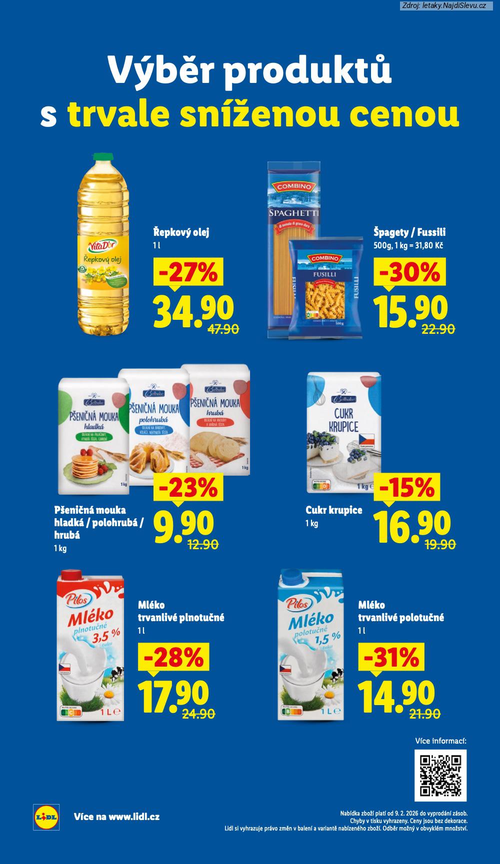 Let�k Lidl  (12. 2. - 15. 2. 2026) - str. 2: ML�KO TRVANLIV�, CUKR KRUPICE, P�ENI�N� MOUKA, �PAGETY