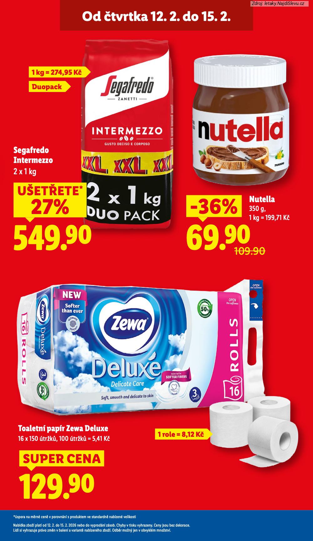Let�k Lidl  (12. 2. - 15. 2. 2026) - str. 5: ZEWA TOALETN�, NUTELLA, K�VA SEGAFREDO