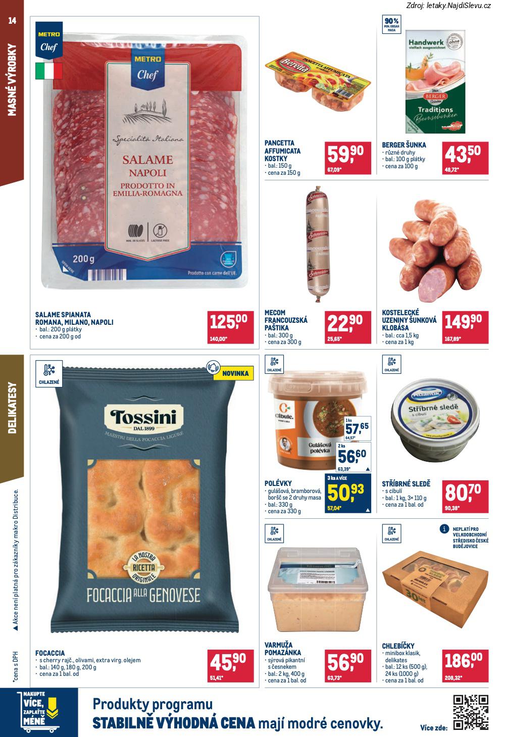 Let�k Makro  Pro milovn�ky j�dla (28. 1. - 10. 2. 2026) - str. 14: Salame Spianata, Pancetta Affumicata, Berger �unka, Mecom Francouzsk�
