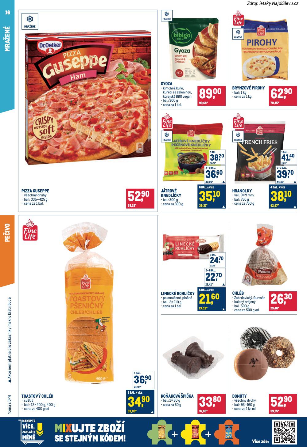 Let�k Makro  Pro milovn�ky j�dla (28. 1. - 10. 2. 2026) - str. 16: Pizza Guseppe, Gyoza, Brynzov� pirohy, J�trov� knedl��ky