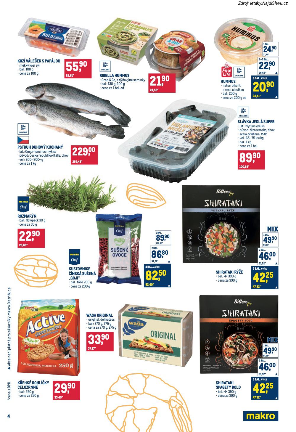 Let�k Makro  Pro milovn�ky j�dla (28. 1. - 10. 2. 2026) - str. 4: Pstruh duhov�, Sl�vka jedl�, Hummus, Ribella hummus