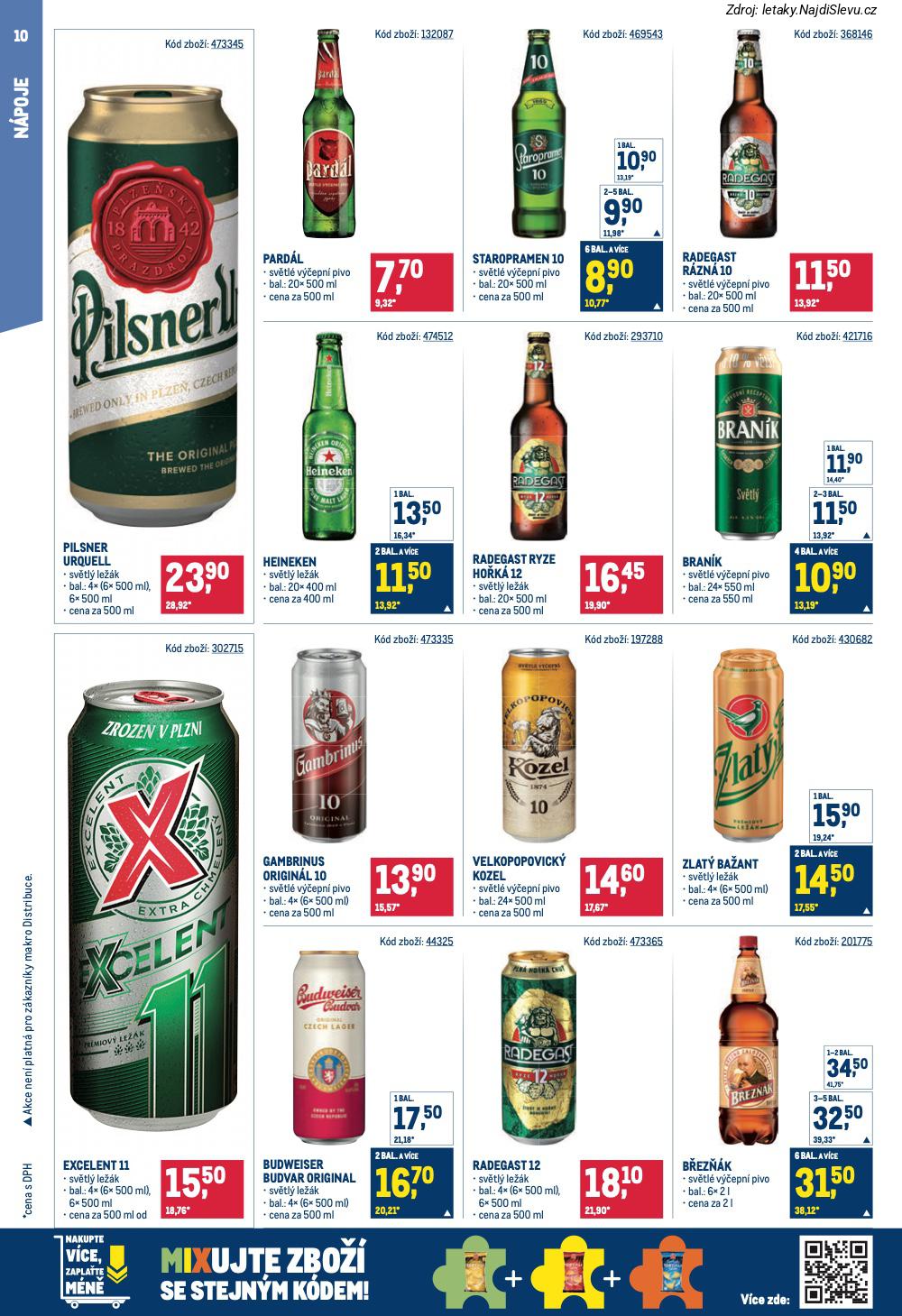Let�k Makro  Maloobchod (28. 1. - 10. 2. 2026) - str. 10: PILSNER URQUELL, PARD�L sv�tl�, RADEGAST R�ZN�, HEINEKEN sv�tl�