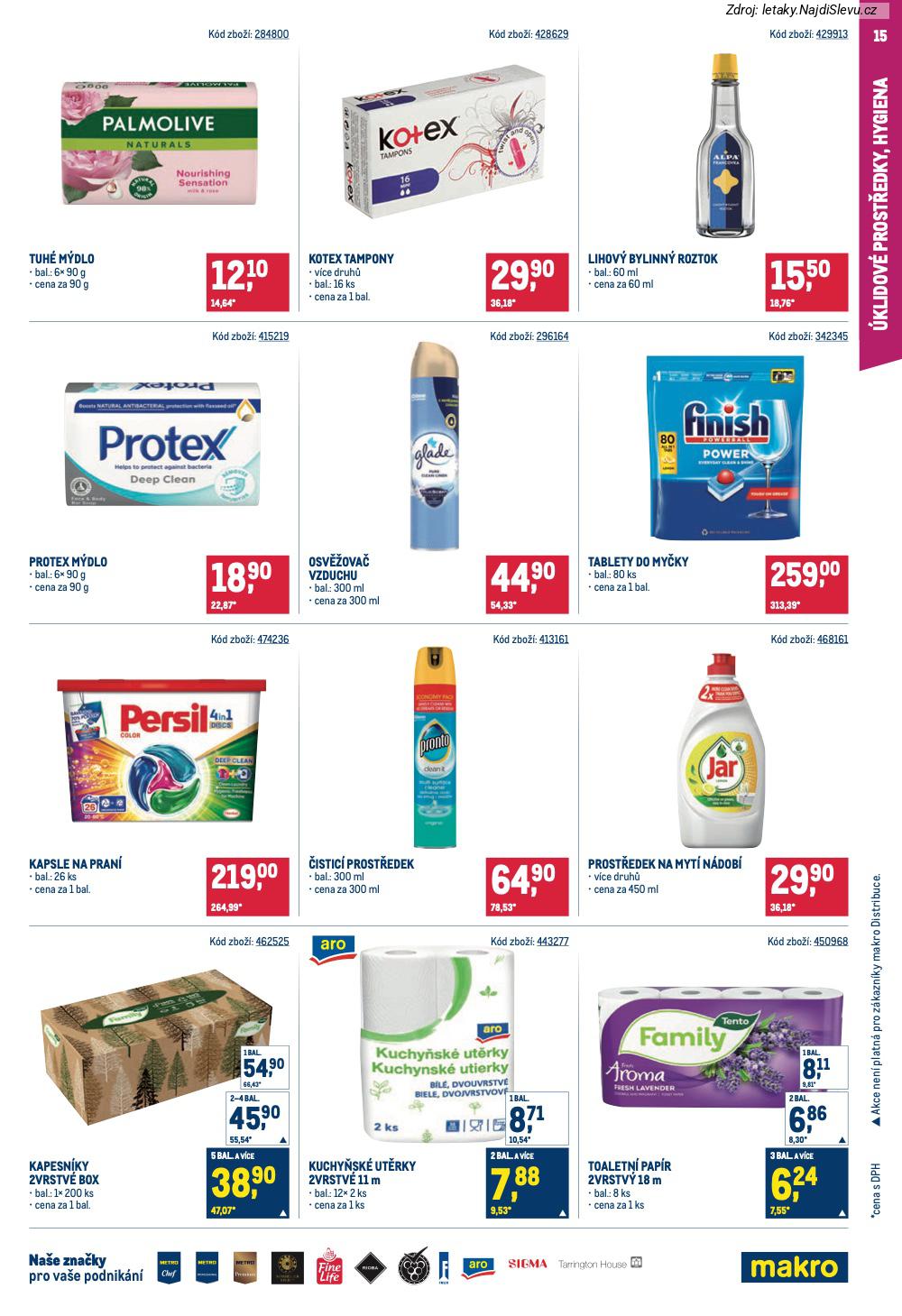 Let�k Makro  Maloobchod (28. 1. - 10. 2. 2026) - str. 15: TUH� M�DLO, KOTEX TAMPONY, LIHOV� BYLINN�, PROTEX M�DLO