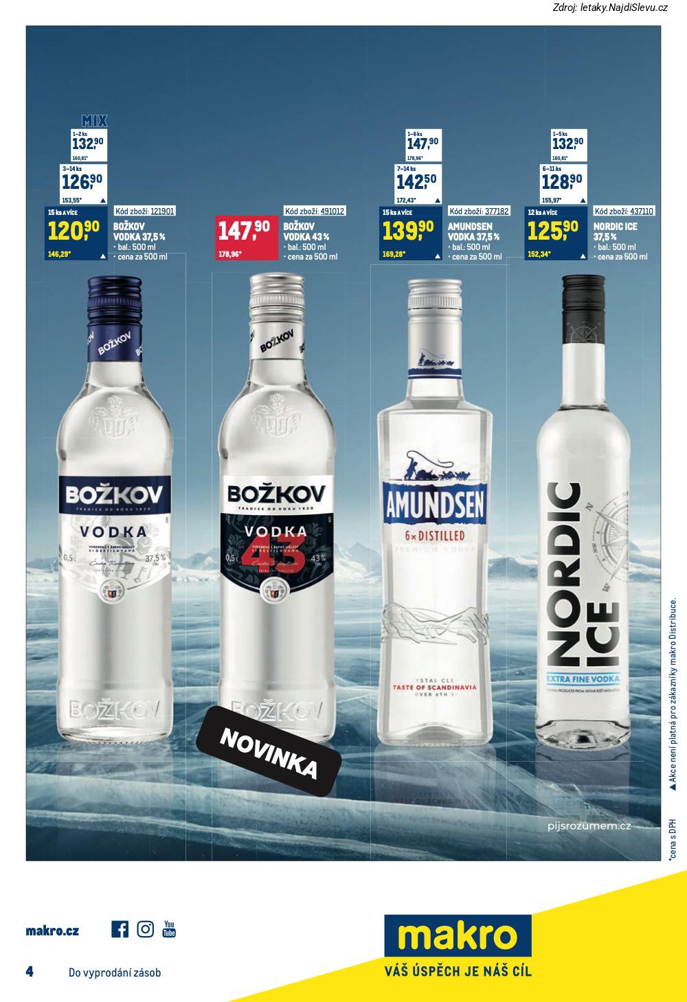 Let�k Makro  Maloobchod (28. 1. - 10. 2. 2026) - str. 17: BO�KOV VODKA, AMUNDSEN VODKA, NORDIC ICE