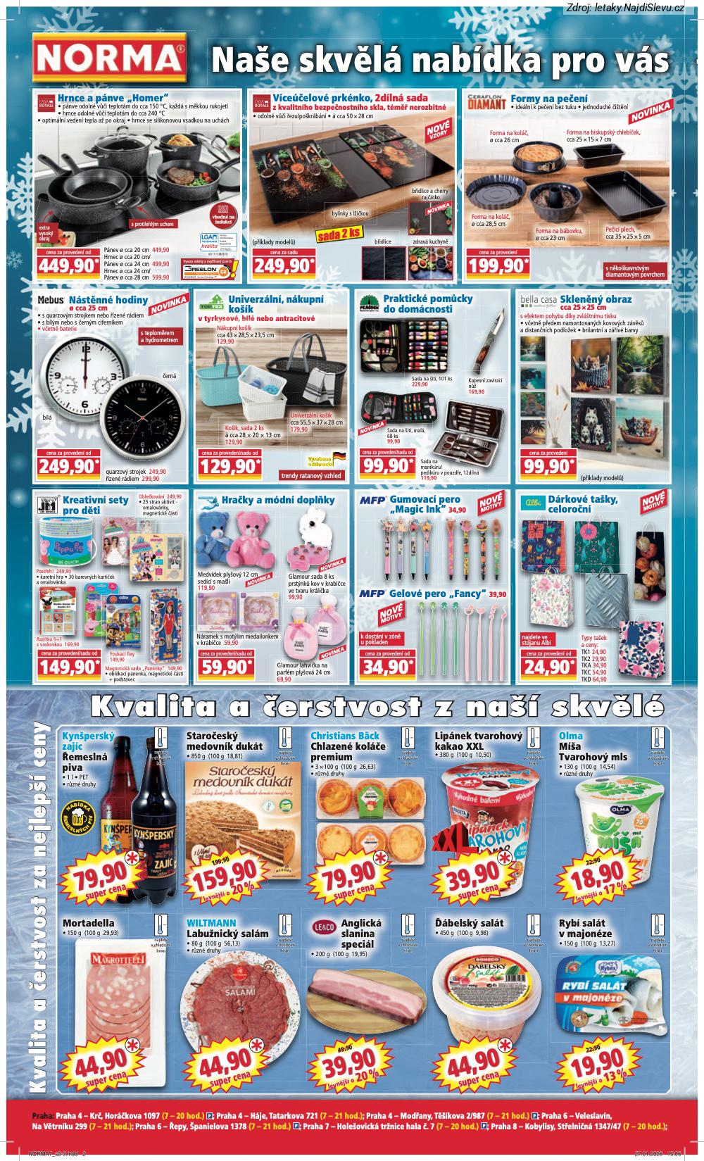 Let�k NORMA  (9. 2. - 15. 2. 2026) - str. 2: Ryb� sal�t, ��belsk� sal�t, Anglick� slanina, Mortadella 150