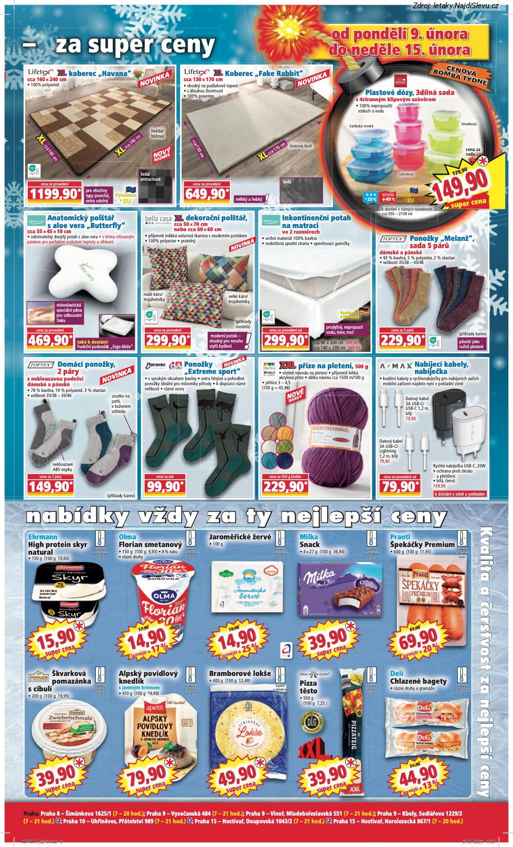 Let�k NORMA  (9. 2. - 15. 2. 2026) - str. 3: Deli Chlazen�, Bramborov� lok�e, Pizza t�sto, Alpsk� povidlov�