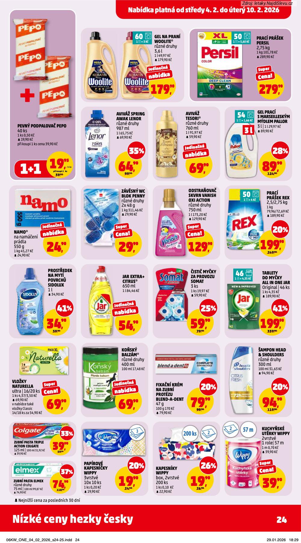 Let�k PENNY Market  (4. 2. - 10. 2. 2026) - str. 24: PEPO PODPALOVA�, WOOLITE GEL, PERSIL PRAC�, LENOR AVIV��