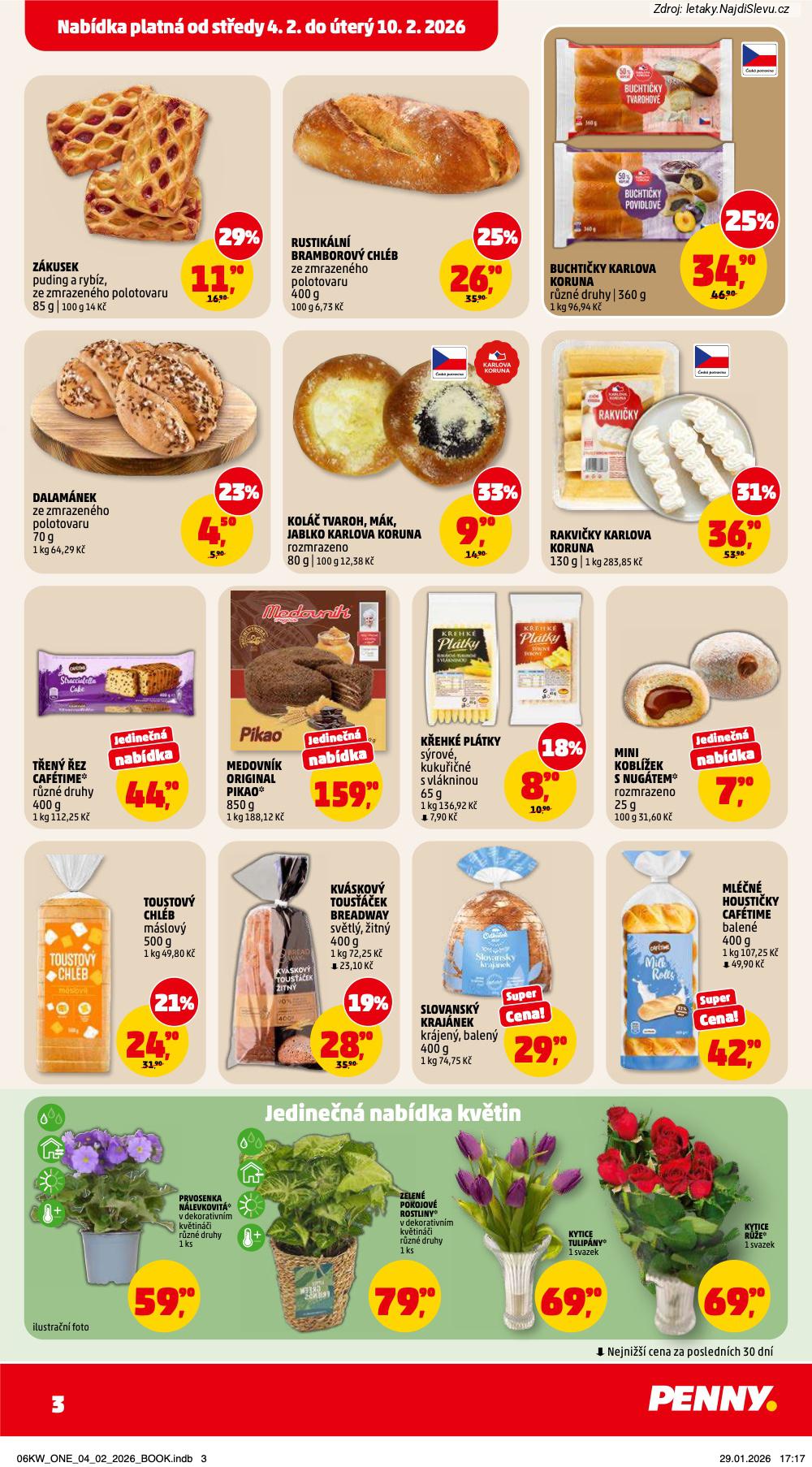 Let�k PENNY Market  (4. 2. - 10. 2. 2026) - str. 3: KYTICE RَE, KYTICE TULIP�NY, ZELEN� POKOJOV�, PRVOSENKA N�LEVKOVIT�
