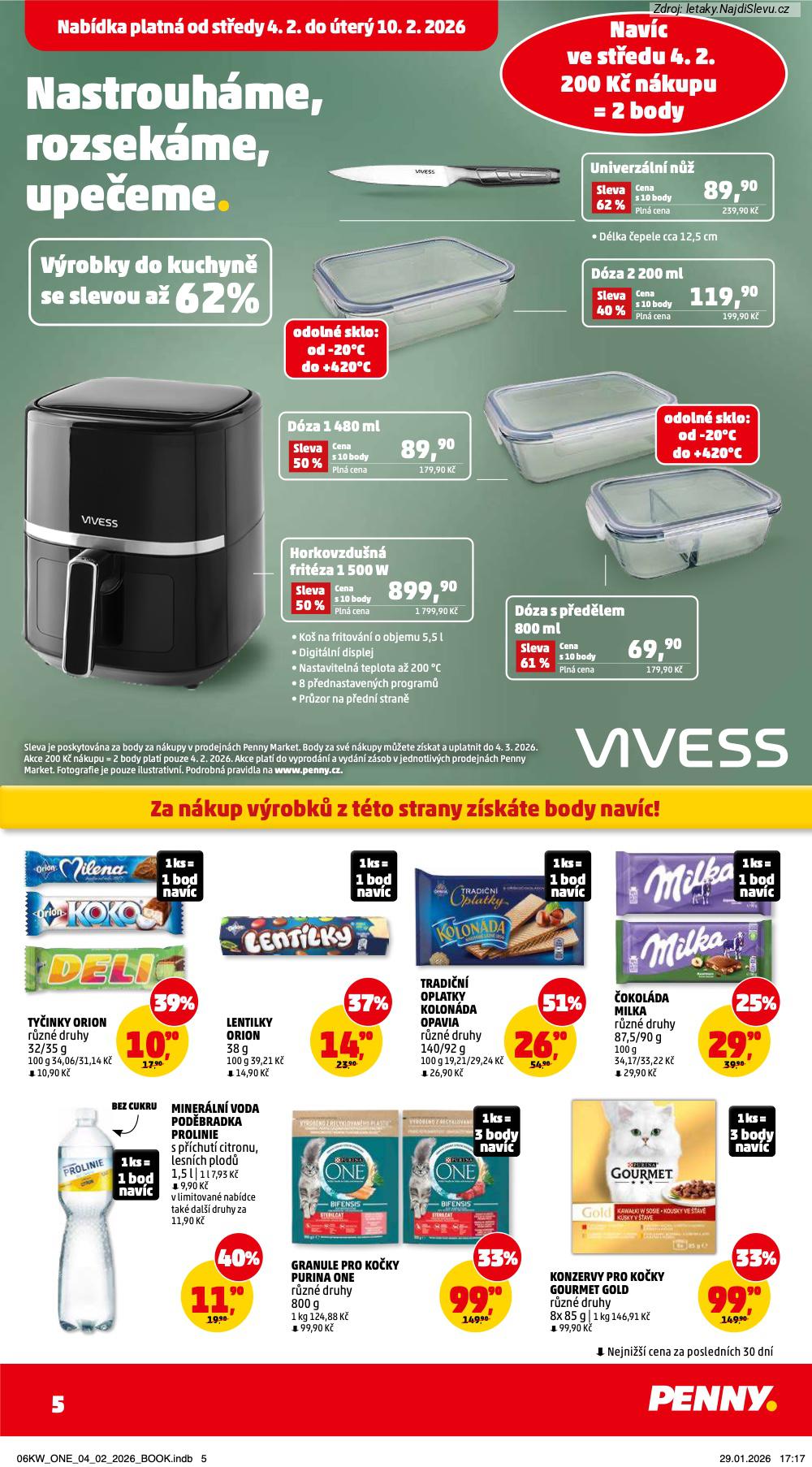 Let�k PENNY Market  (4. 2. - 10. 2. 2026) - str. 5: GOURMET GOLD, PURINA ONE, POD�BRADKA PROLINIE, MILKA �OKOL�DA