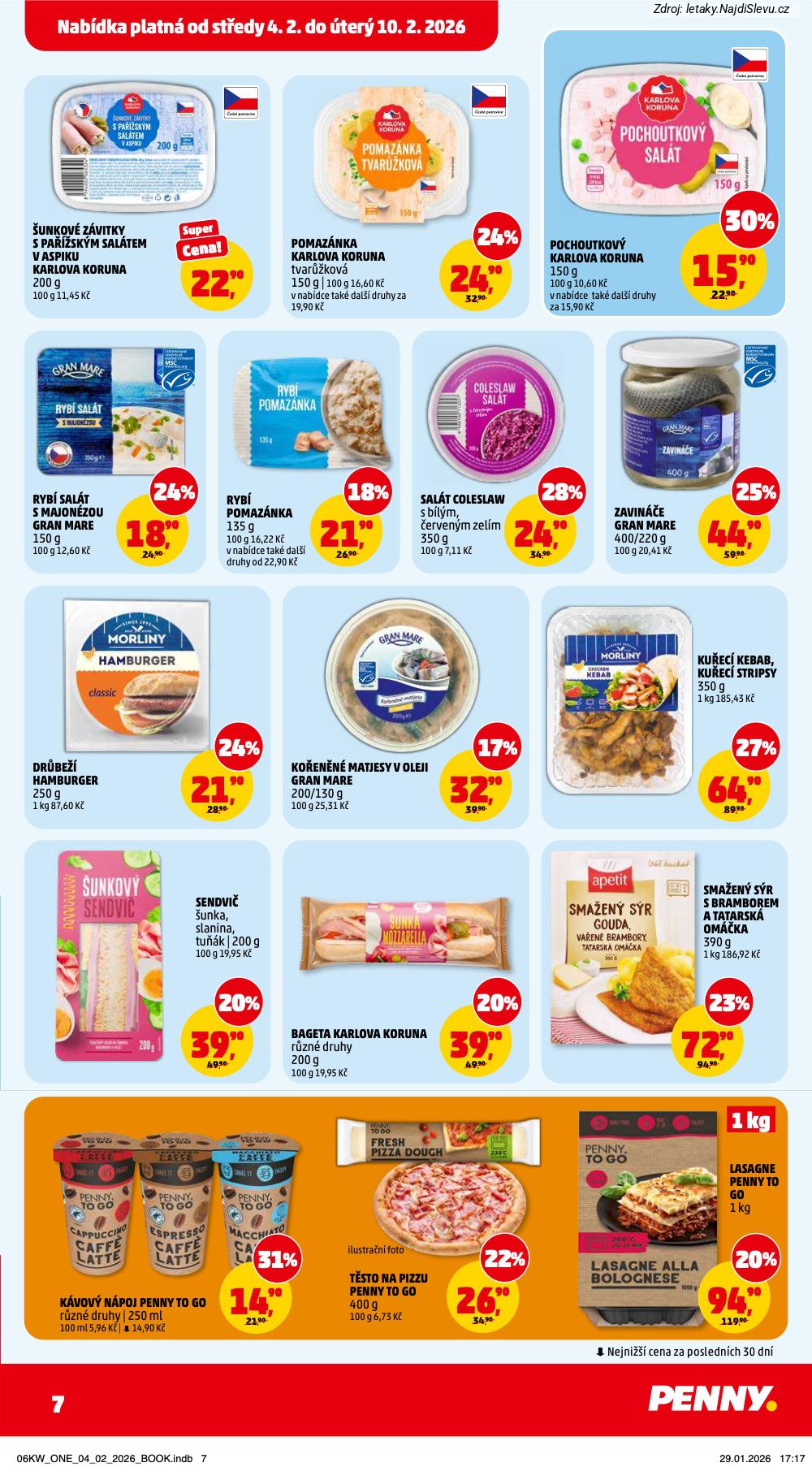 Let�k PENNY Market  (4. 2. - 10. 2. 2026) - str. 7: K�VOV� N�POJ, LASAGNE, T�STO NA, SMA�EN� S�R