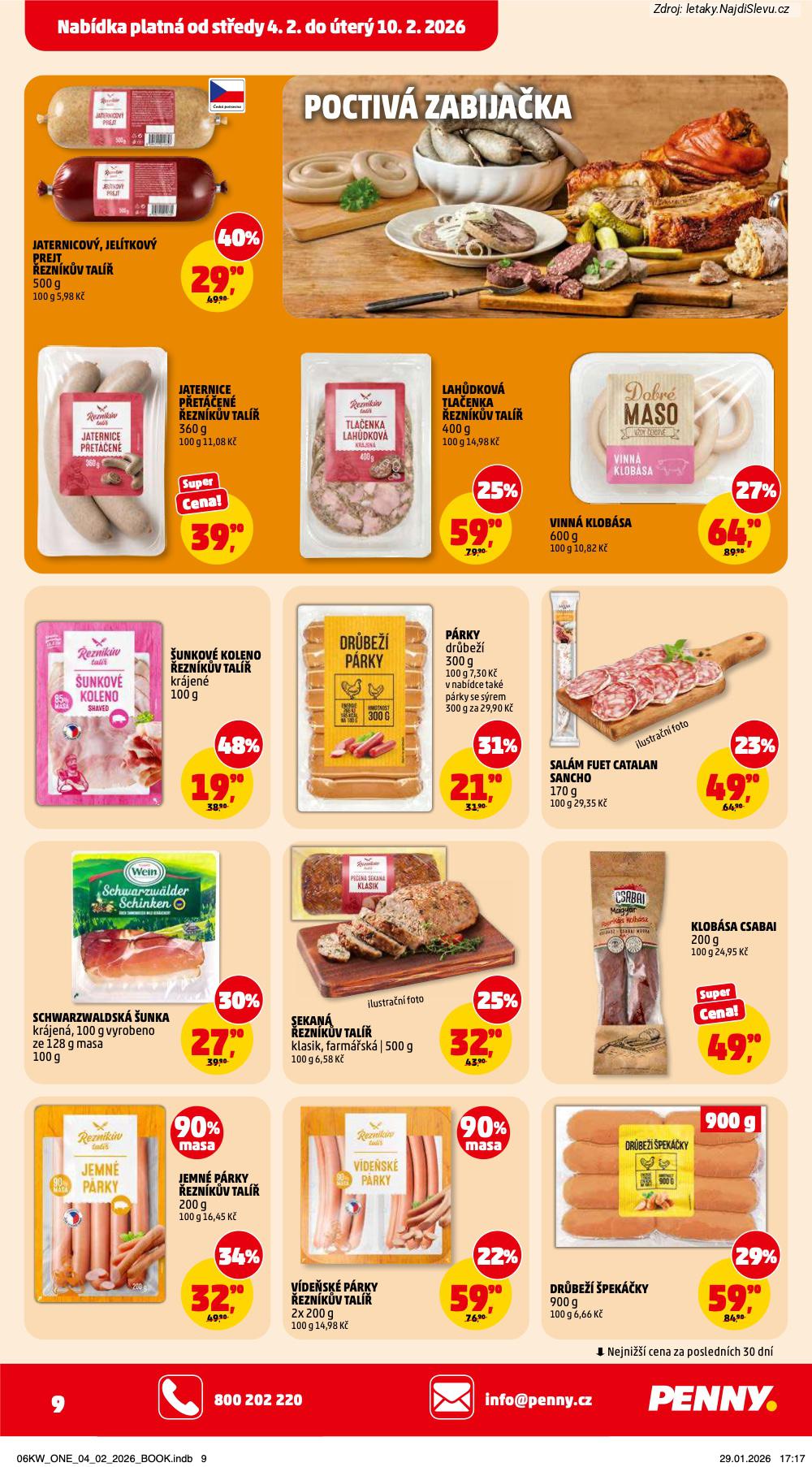 Let�k PENNY Market  (4. 2. - 10. 2. 2026) - str. 9: DR�BE�� �PEK��KY, V�DE�SK� P�RKY, JEMN� P�RKY, KLOB�SA CSABAI