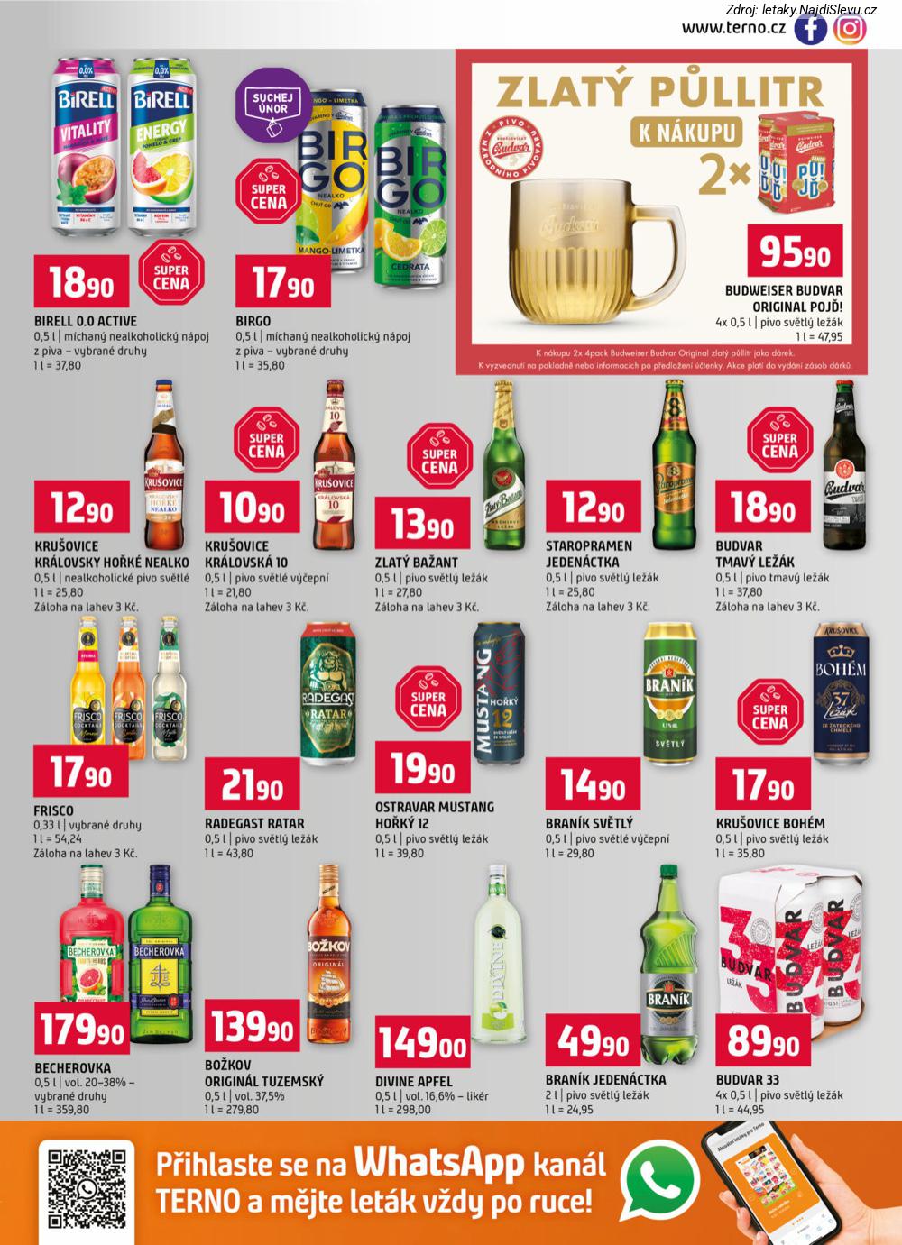 Let�k TERNO  (4. 2. - 10. 2. 2026) - str. 13: Budvar 33, Bran�k Jeden�ctka, Divine Apfel, Bo�kov Origin�l