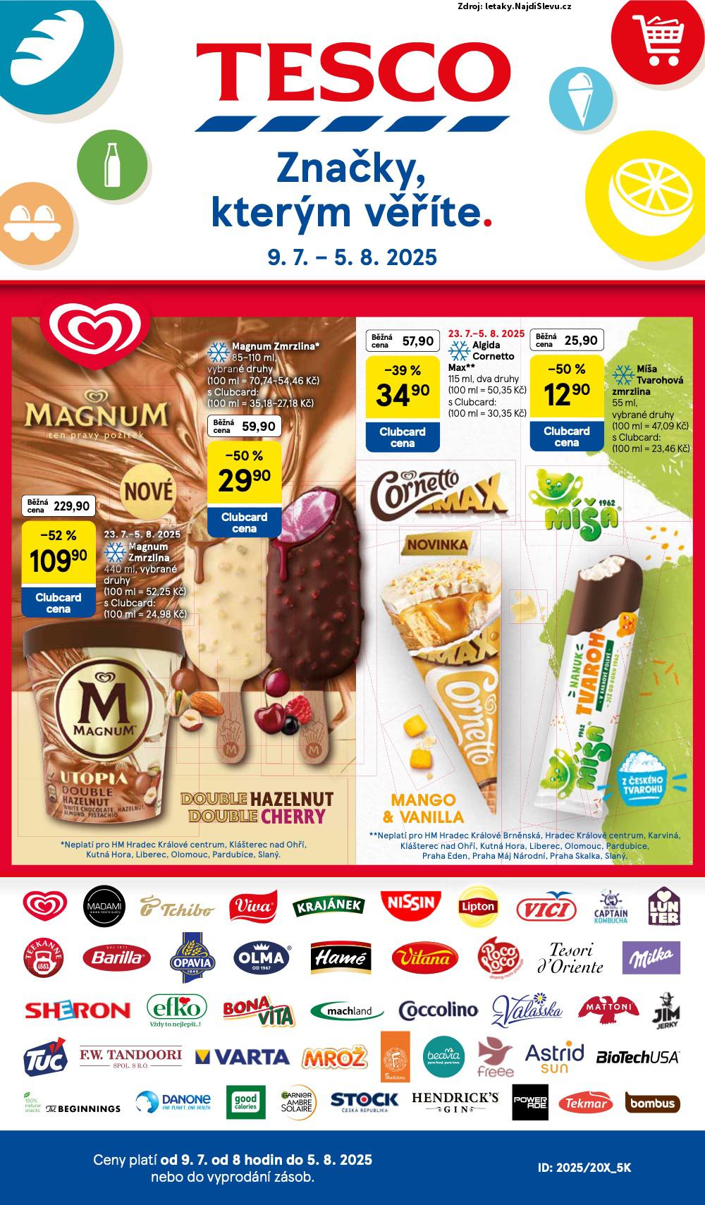 Strana 1 - letk Tesco (9. 7. - 5. 8. 2025)