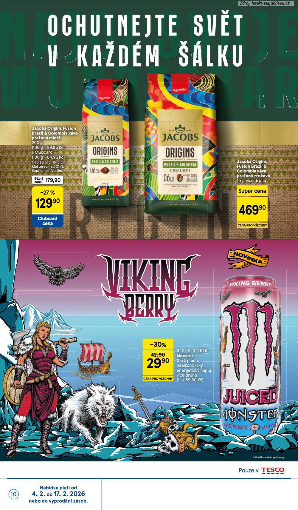 Let�k Tesco  Hypermarkety (4. 2. - 10. 2. 2026) - str. 10: MONSTER, JACOBS ORIGINS