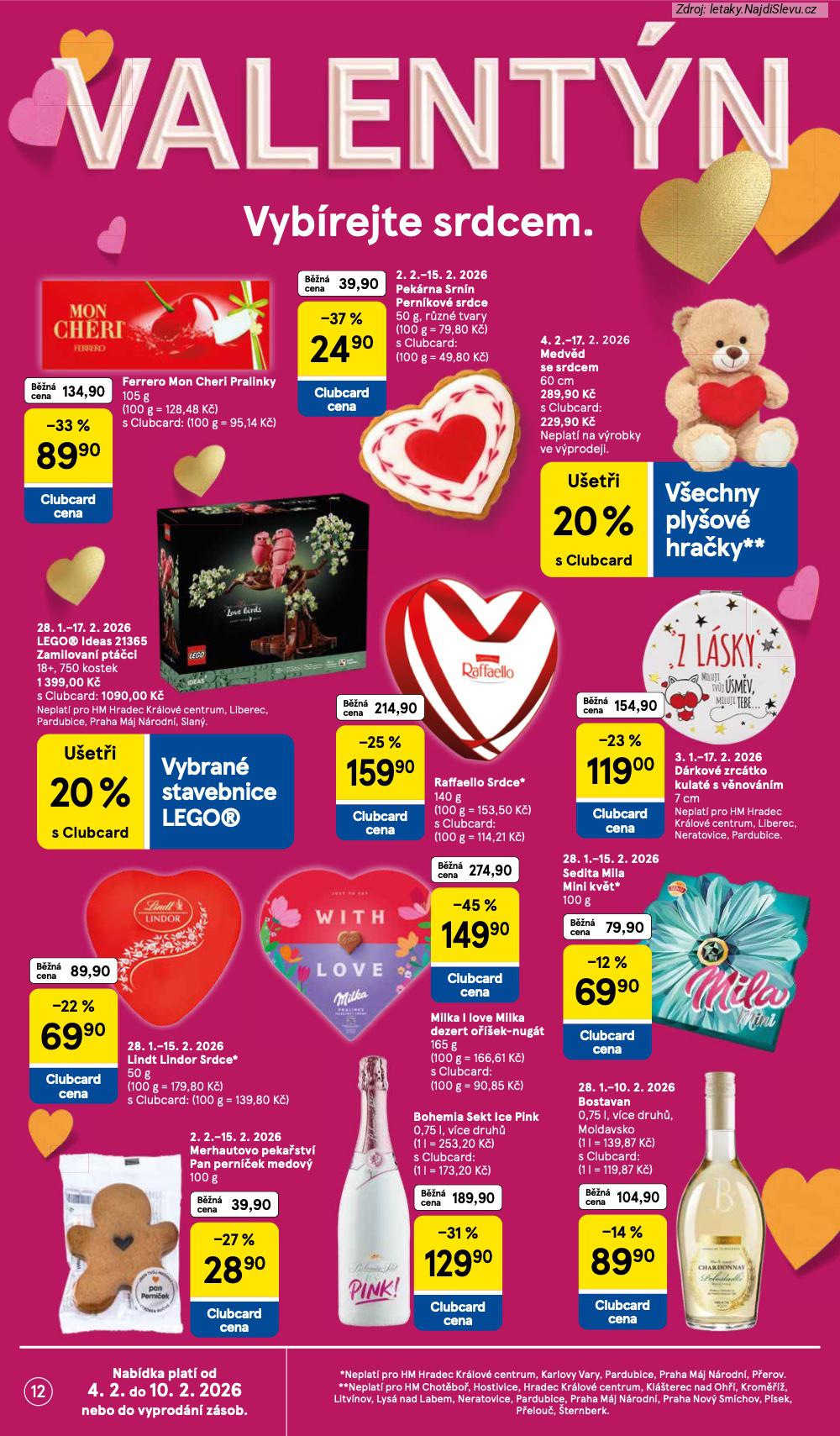 Let�k Tesco  Hypermarkety (4. 2. - 10. 2. 2026) - str. 12: BOSTAVAN, PAN PERN��EK, BOHEMIA SEKT, SEDITA MILA