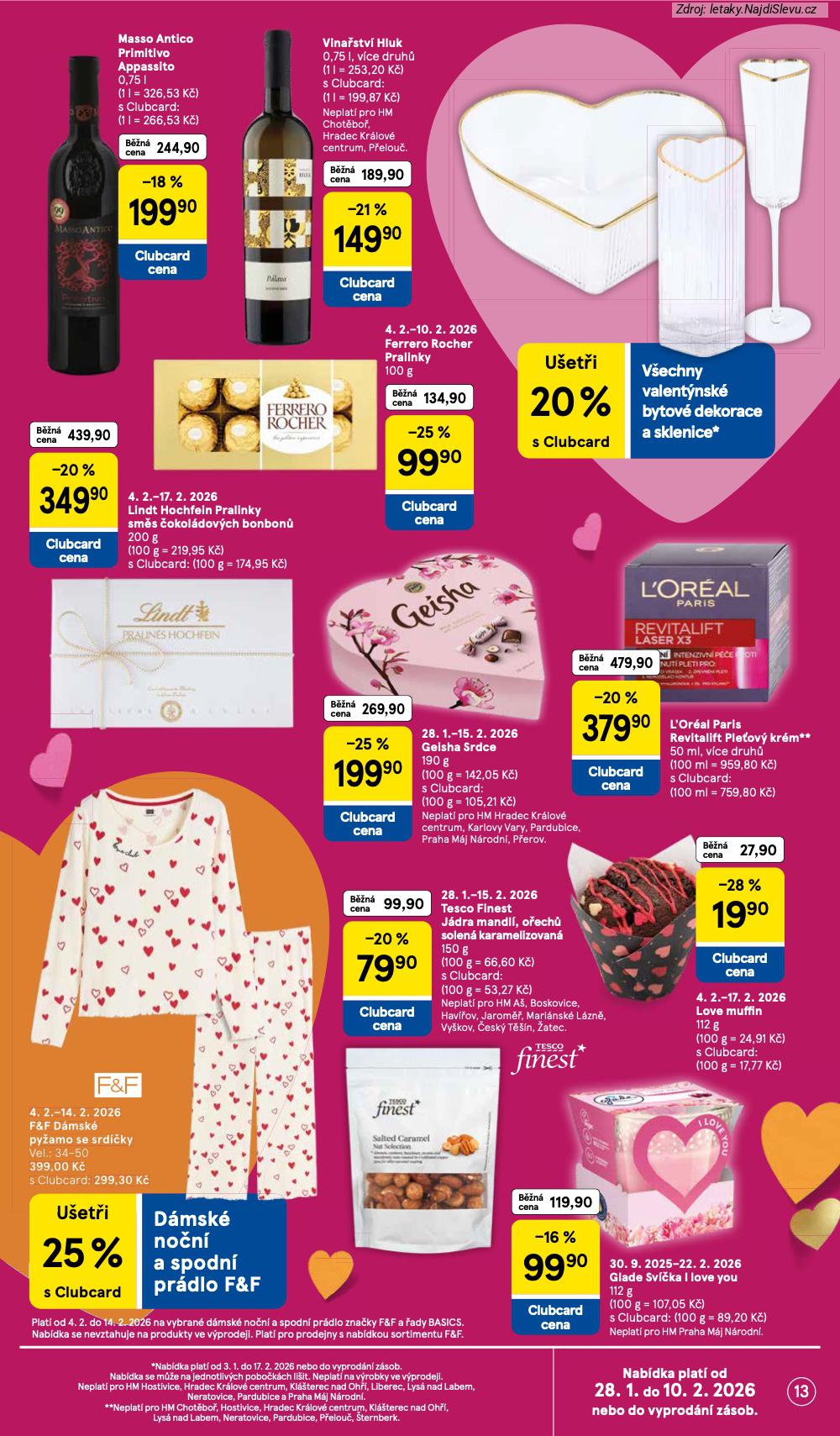 Let�k Tesco  Hypermarkety (4. 2. - 10. 2. 2026) - str. 13: D�MSK� PY�AMO, GLADE SV��KA, J�DRA MANDL�,, LOVE MUFFIN