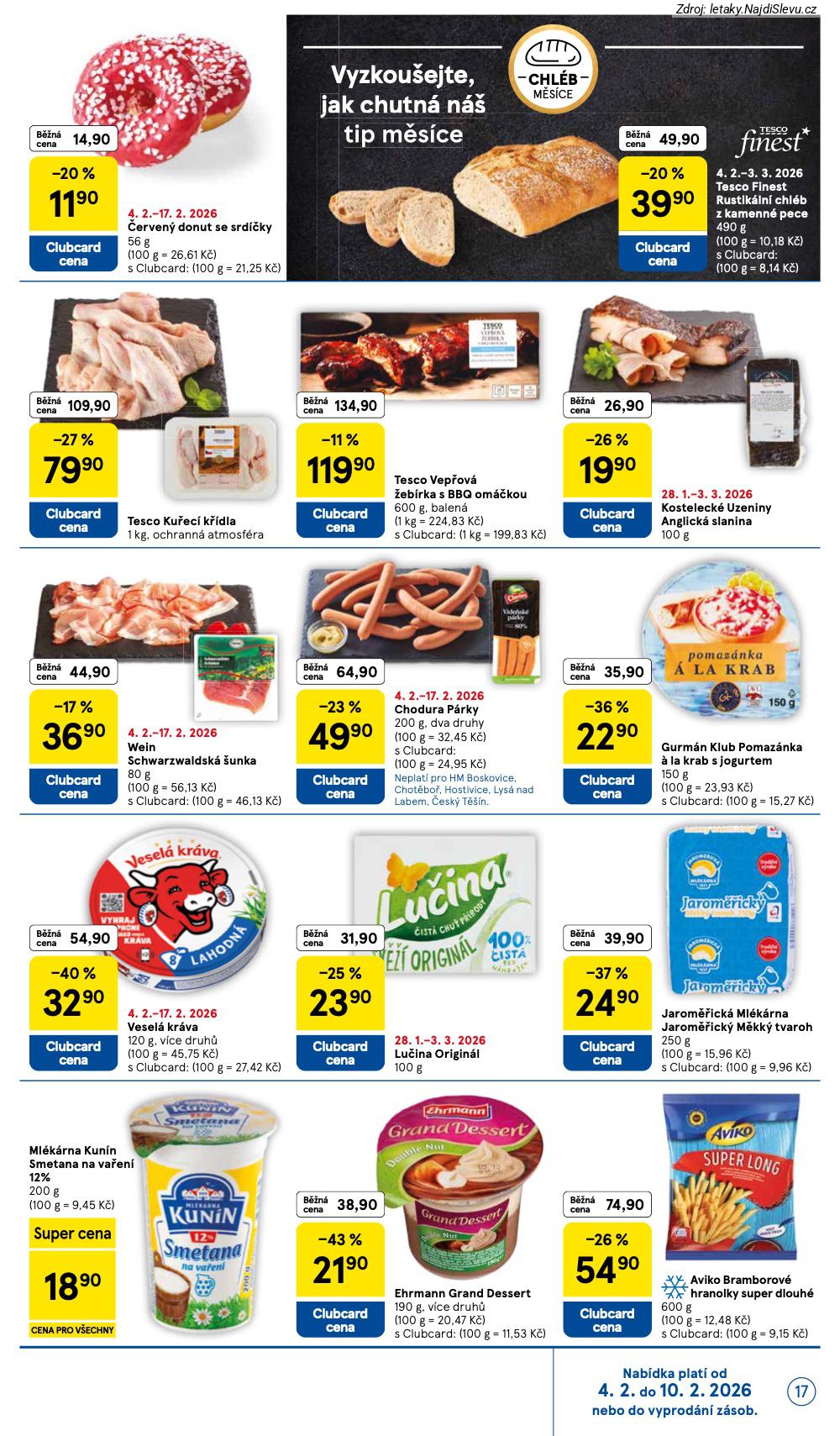 Let�k Tesco  Hypermarkety (4. 2. - 10. 2. 2026) - str. 17: AVIKO BRAMBOROV�, EHRMANN GRAND, JAROM��ICK� M�KK�, KUN�N SMETANA