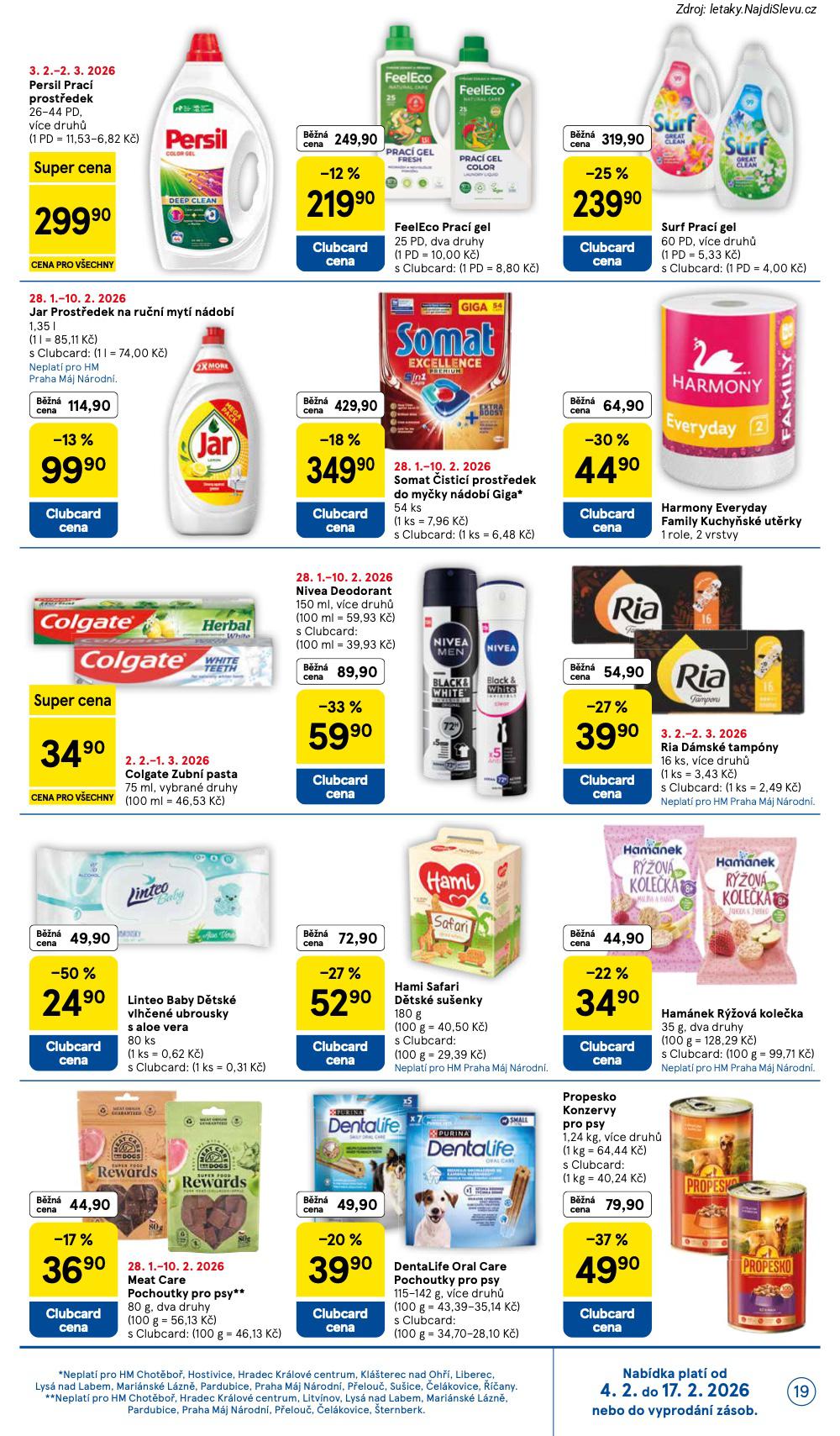 Let�k Tesco  Hypermarkety (4. 2. - 10. 2. 2026) - str. 19: PROPESKO KONZERVA, DENTALIFE ORAL, HAM�NEK RݎOV�, MEAT CARE