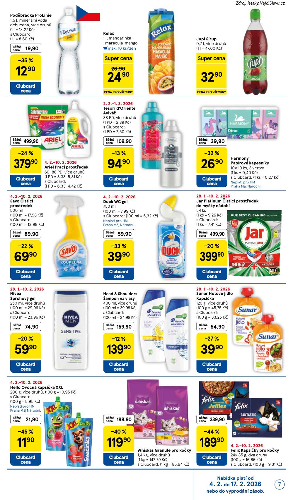 Let�k Tesco  Hypermarkety (4. 2. - 10. 2. 2026) - str. 7: FELIX KAPSI�KY, WHISKAS GRANULE, HELLO OVOCN�, SUNAR HOTOV�